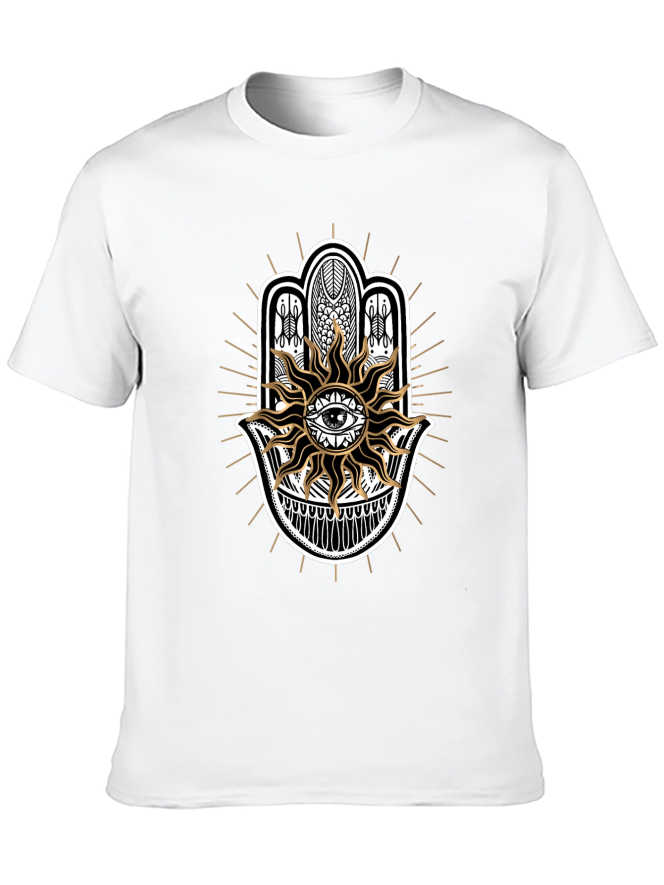 Hamsa Hand Sun Graphic Black Tee