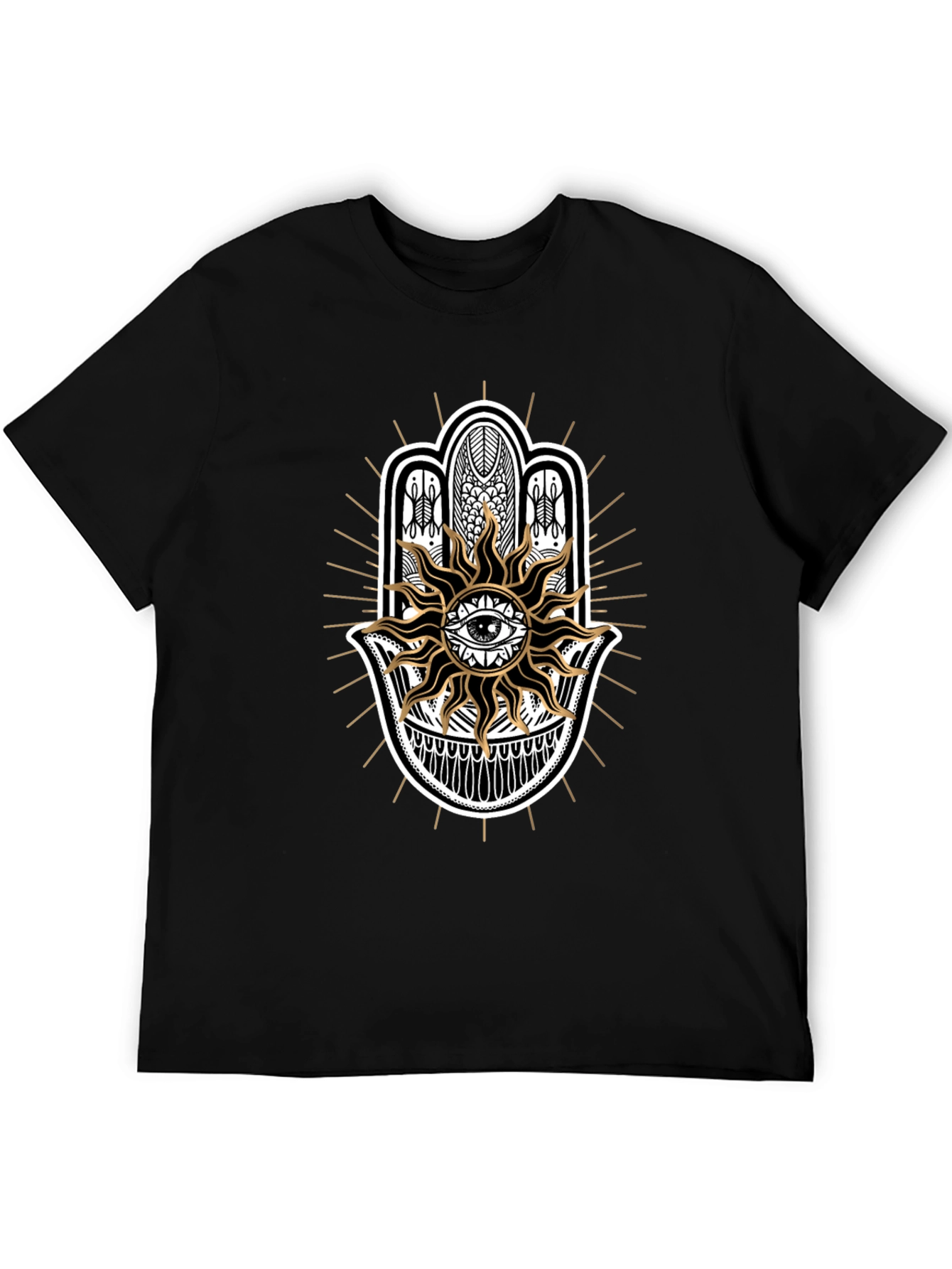 Hamsa Hand Sun Graphic Black Tee