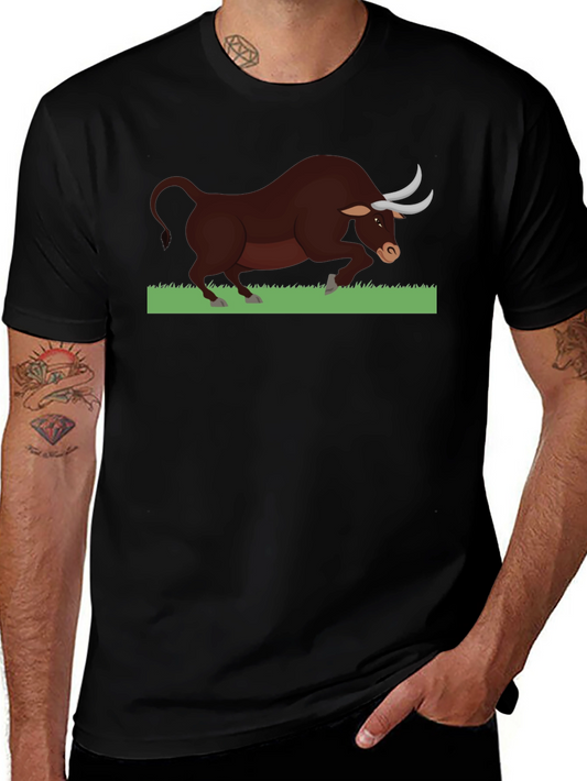 Bull Graphic Tee - Black Cotton Comfort