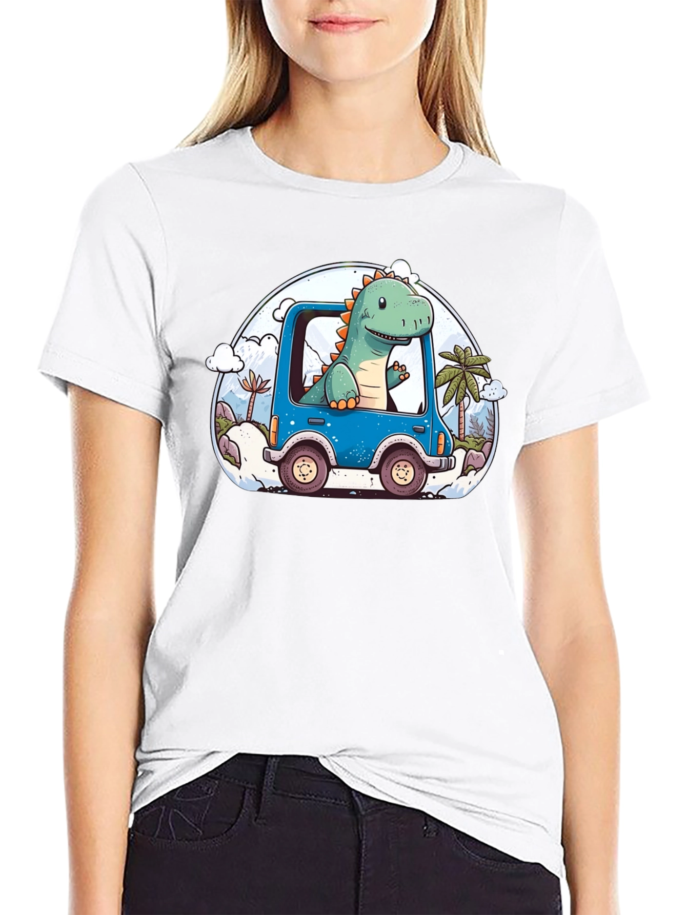 Dino Car T-Shirt - Cartoon Style