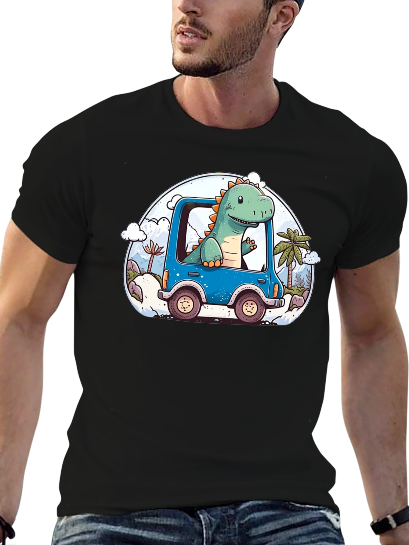 Dino Car T-Shirt - Cartoon Style