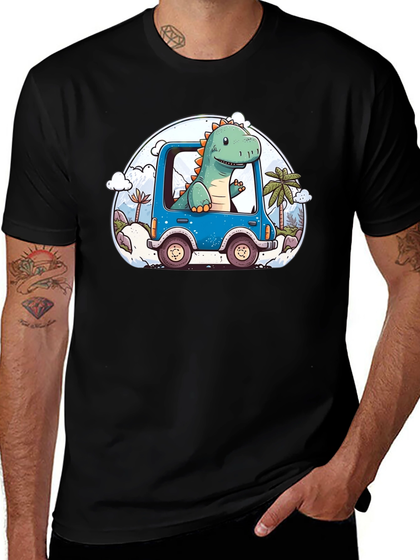 Dino Car T-Shirt - Cartoon Style