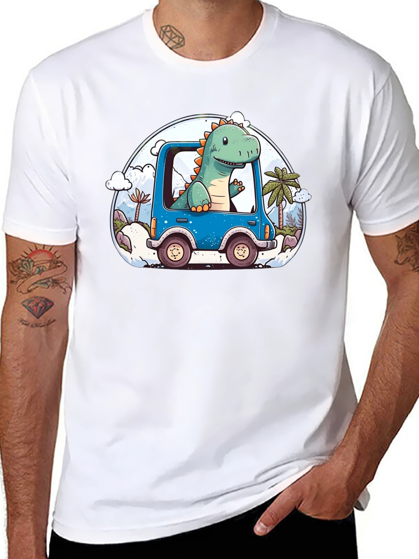 Dino Car T-Shirt - Cartoon Style