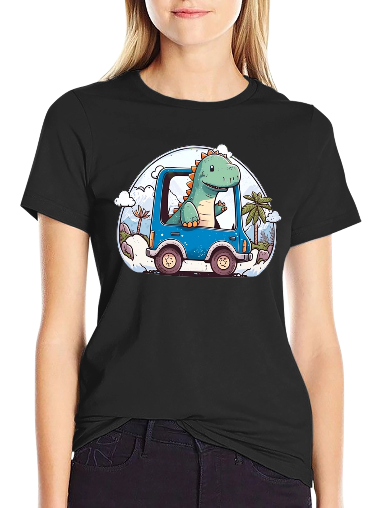 Dino Car T-Shirt - Cartoon Style