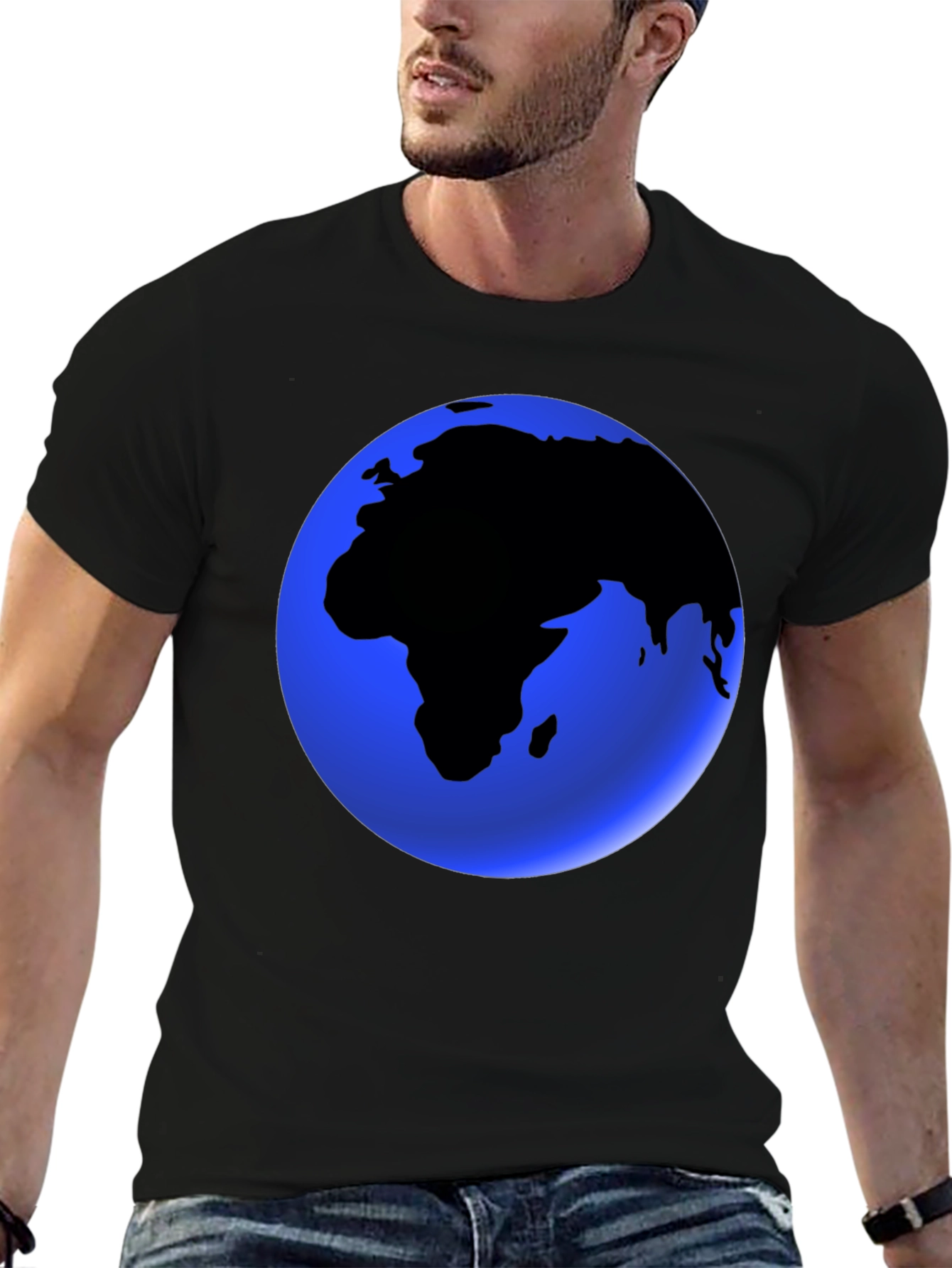Earth Graphic Black T-Shirt - Globe Design