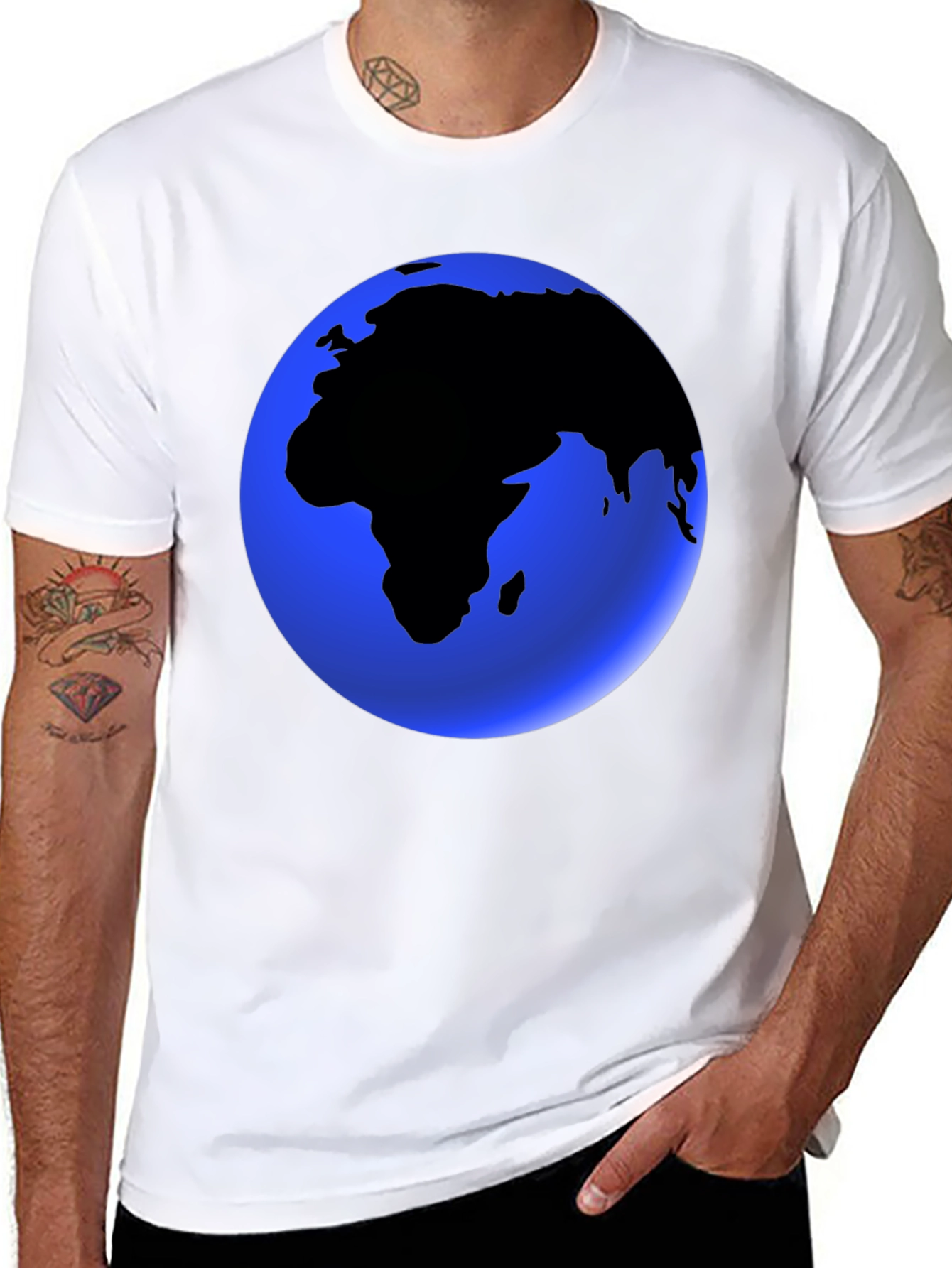 Earth Graphic Black T-Shirt - Globe Design
