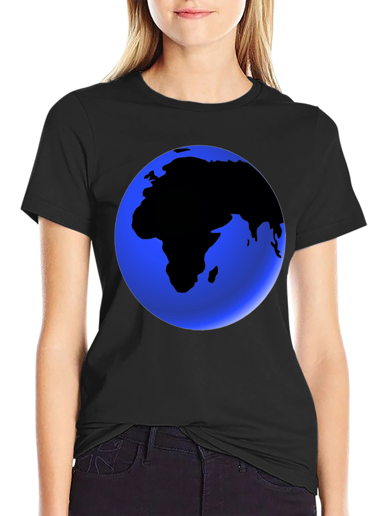 Earth Graphic Black T-Shirt - Globe Design