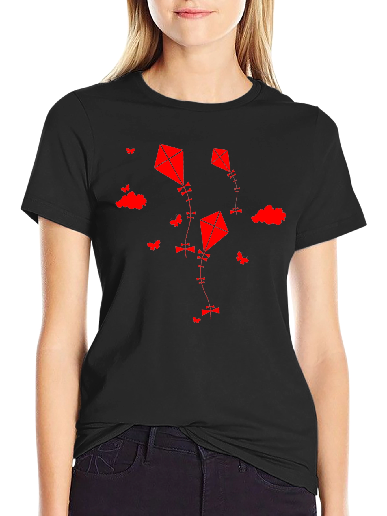 Red Kite Graphic Black T-Shirt