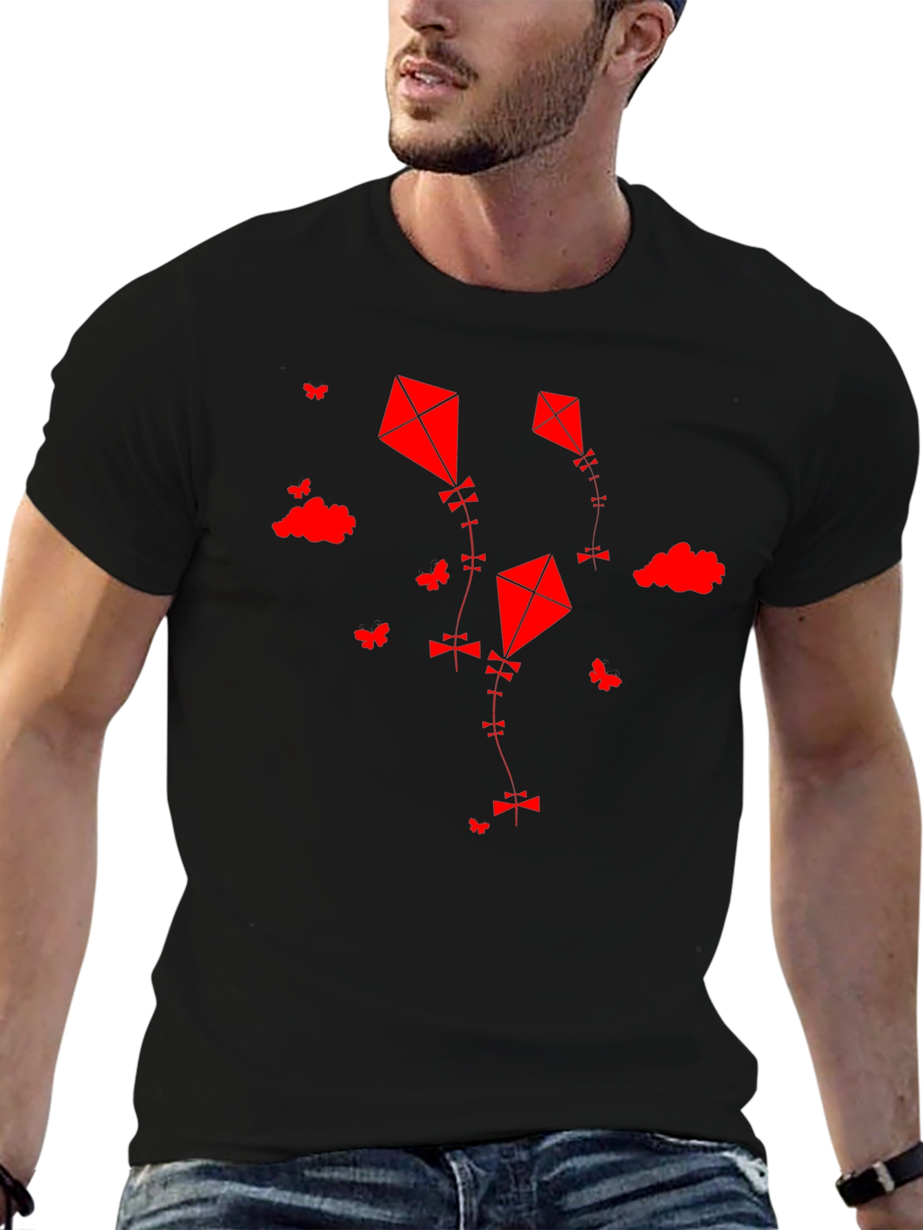 Red Kite Graphic Black T-Shirt