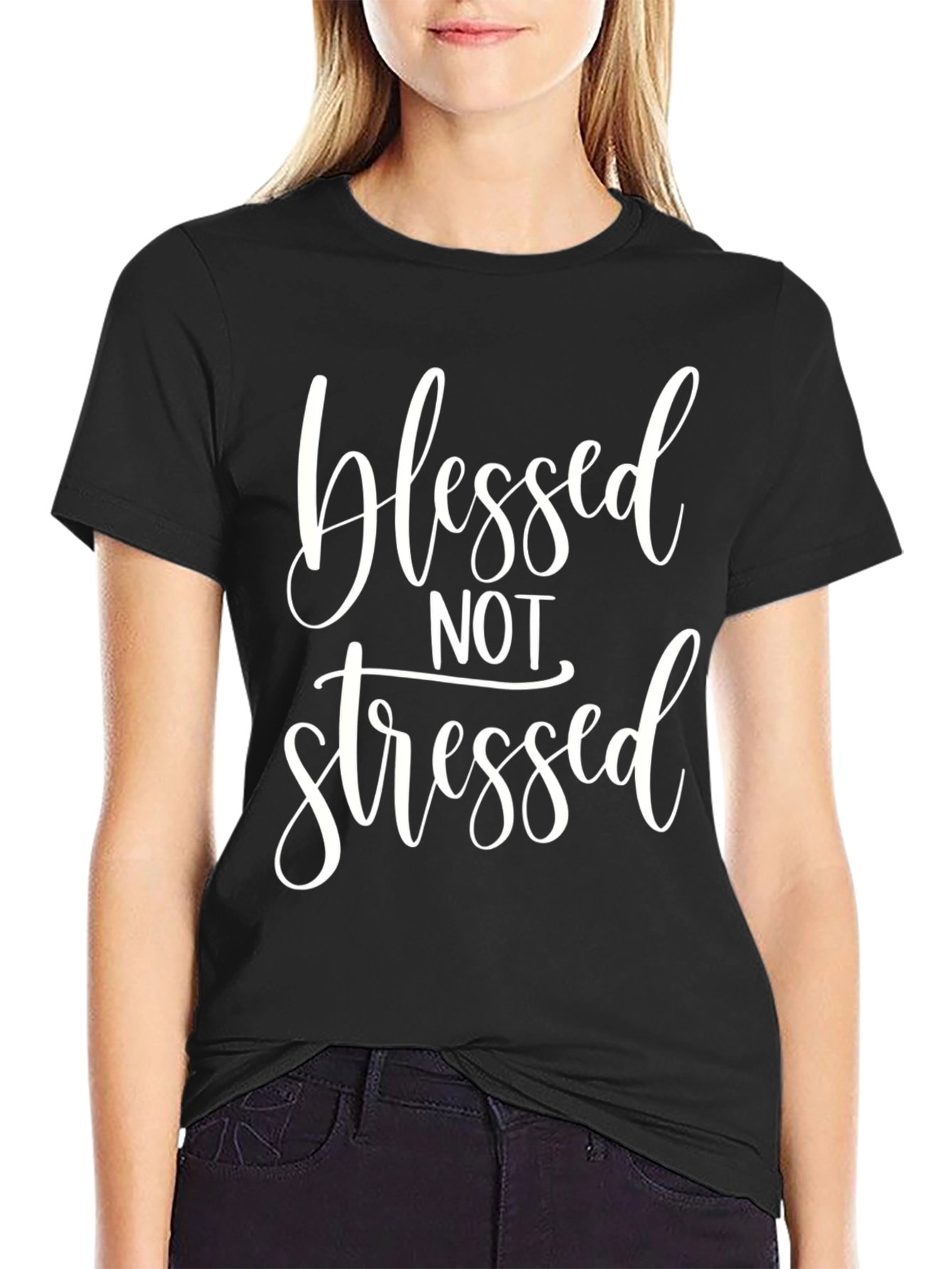 Blessed Not Stressed Black T-Shirt