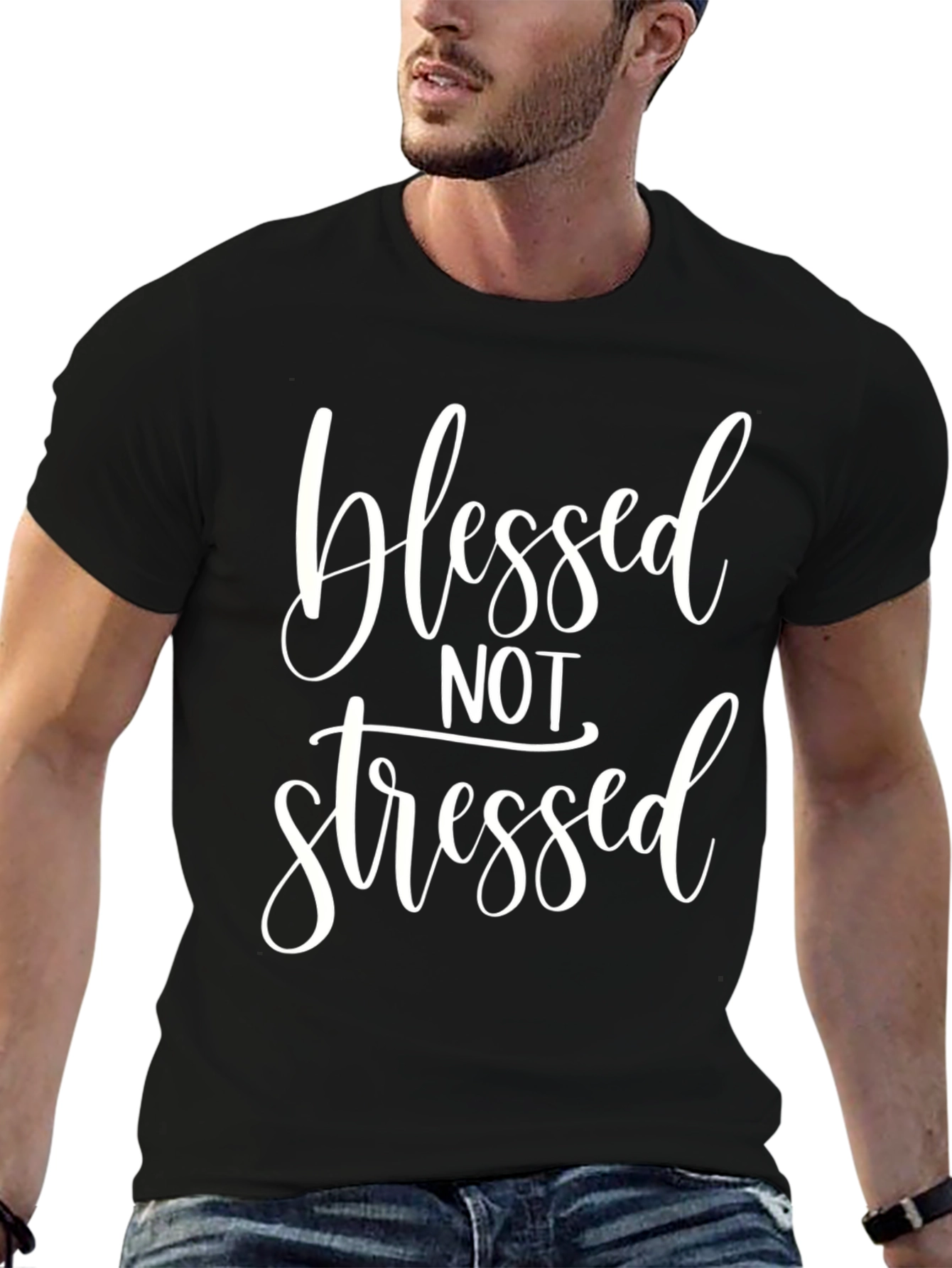 Blessed Not Stressed Black T-Shirt