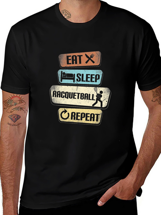 Eat Sleep Racquetball Repeat Graphic T-Shirt
