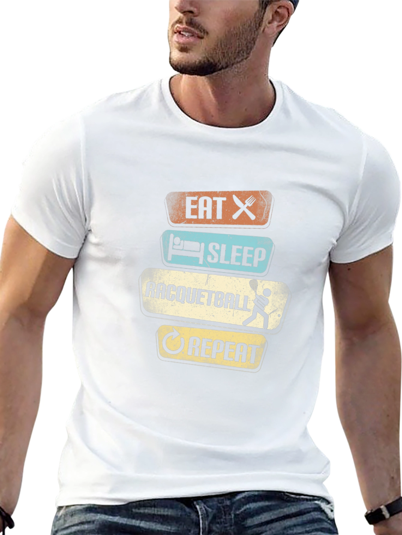 Eat Sleep Racquetball Repeat Graphic T-Shirt