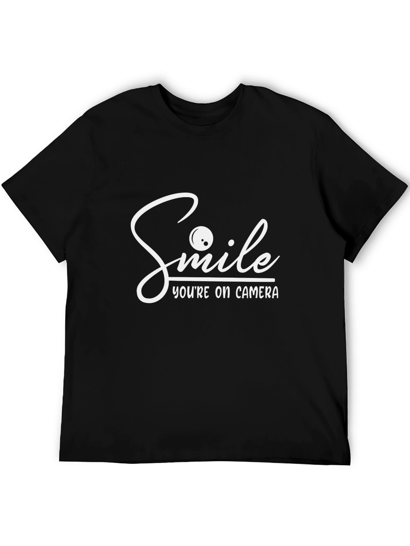 Smile Youre On Camera Black Graphic T-Shirt
