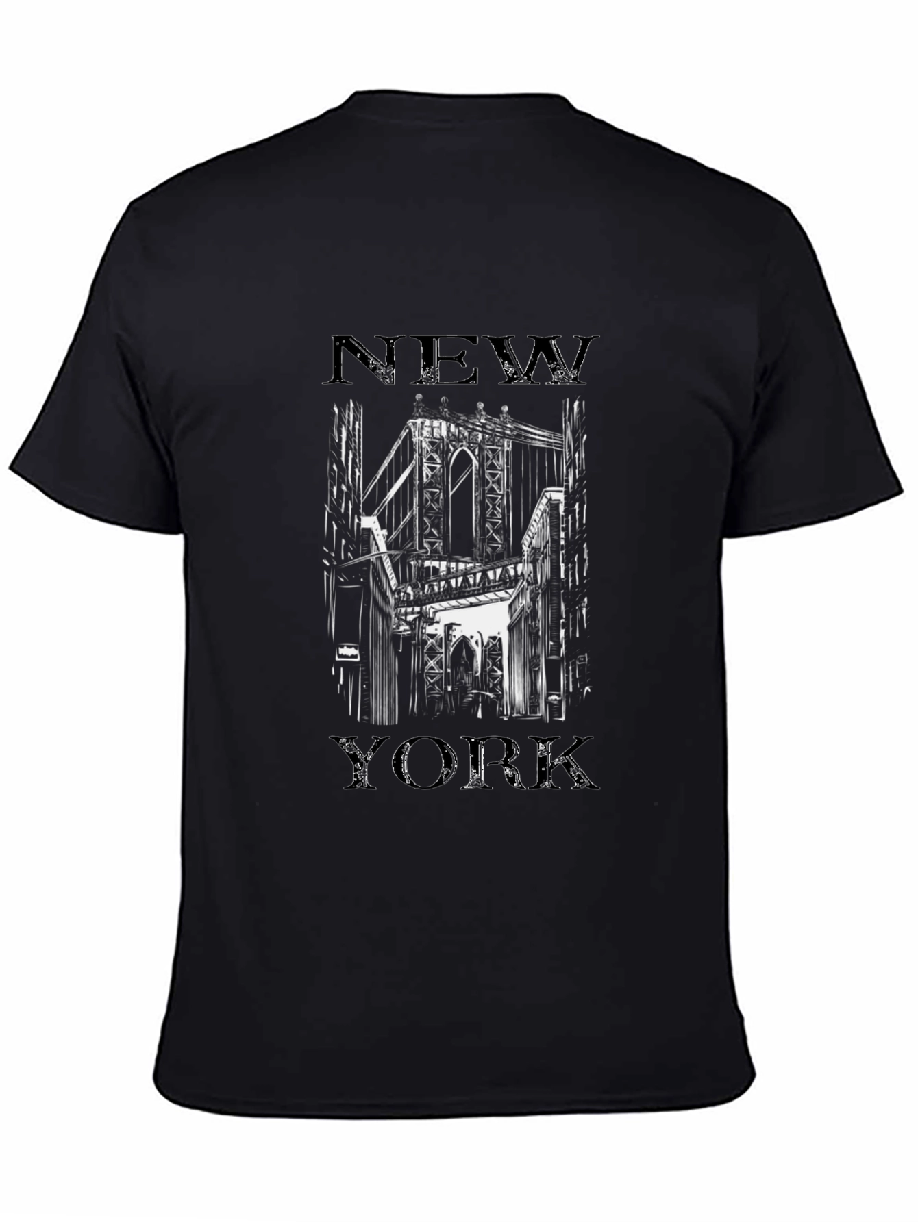 New York Bridge Graphic T-Shirt - Black