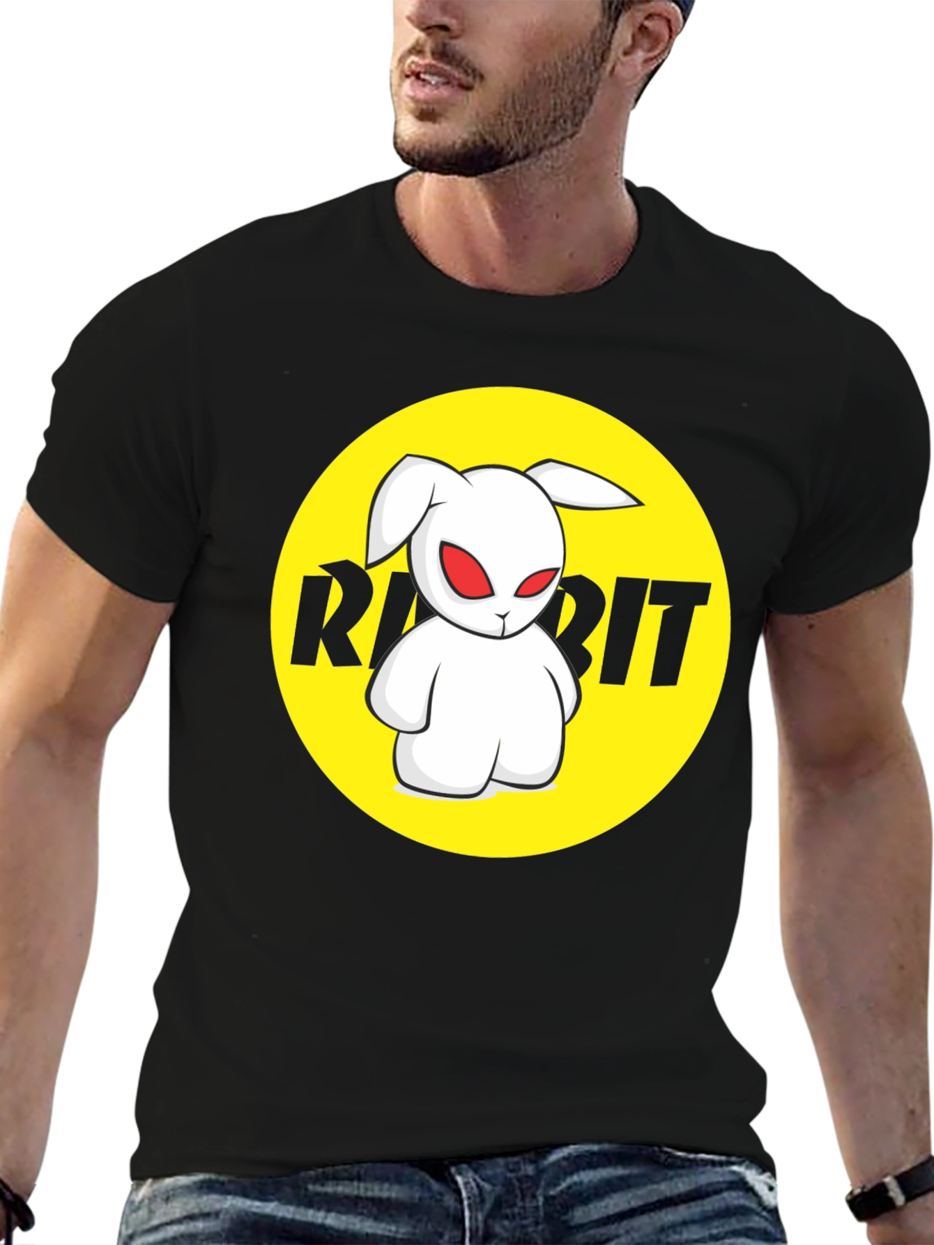 Rabbit Graphic Black T-Shirt