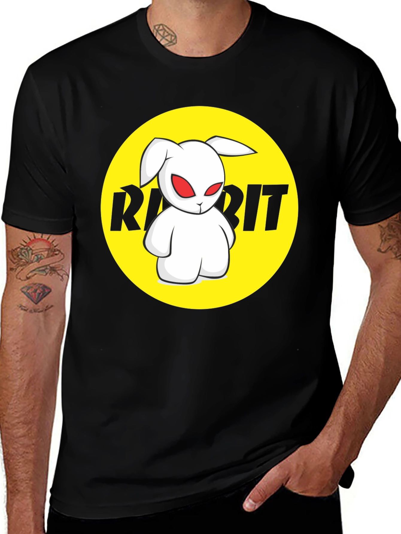 Rabbit Graphic Black T-Shirt
