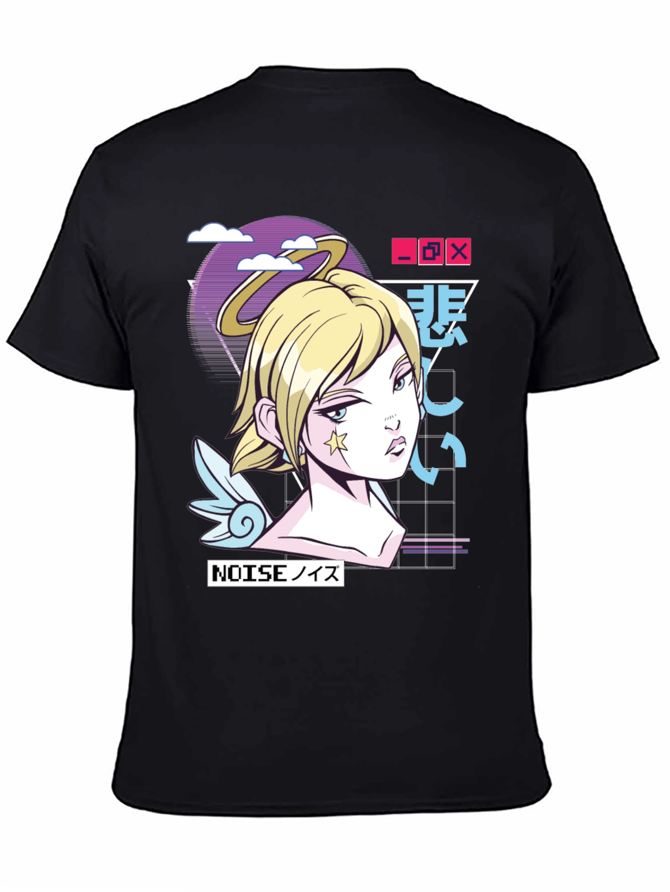Anime Girl Graphic Print Black T-Shirt