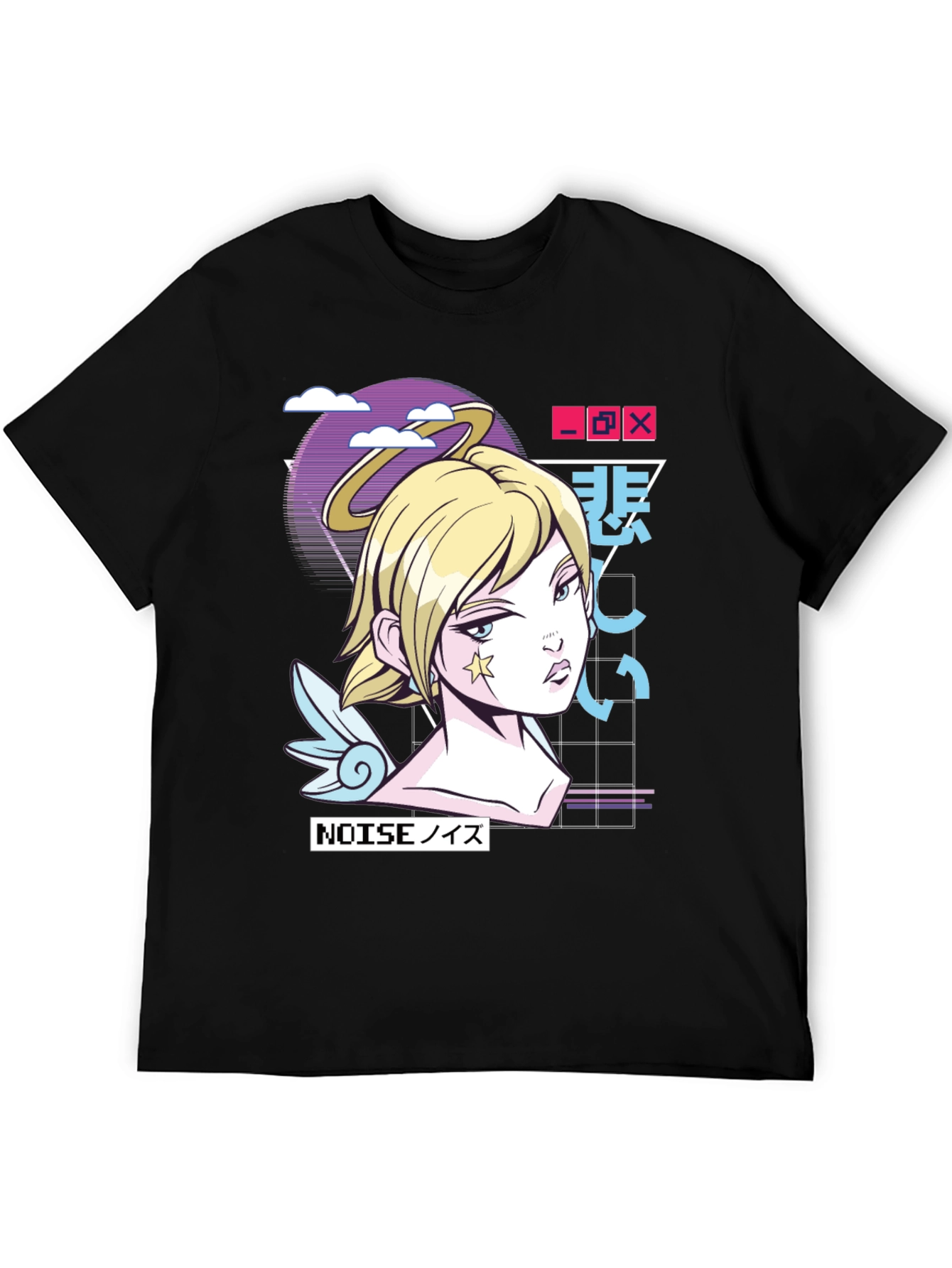 Anime Girl Graphic Print Black T-Shirt