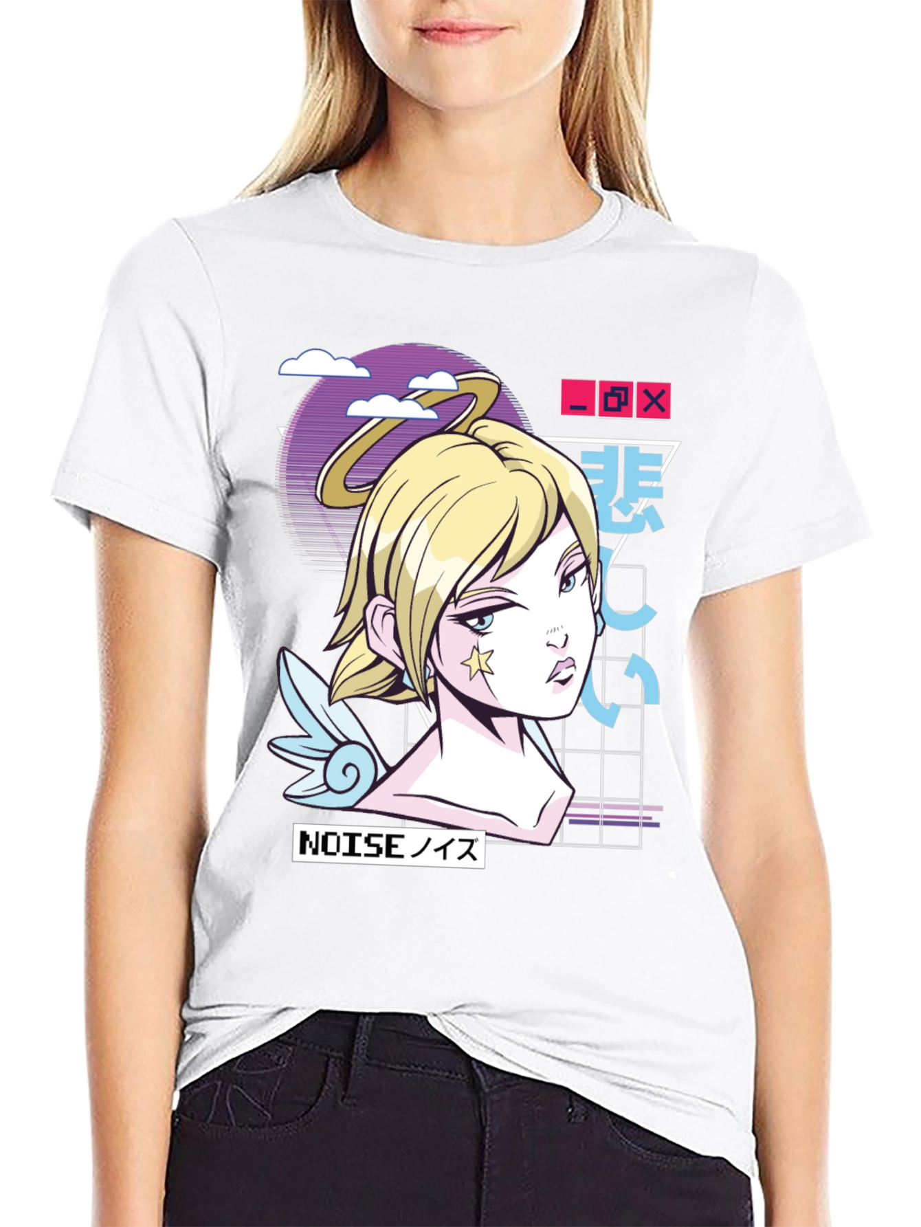 Anime Girl Graphic Print Black T-Shirt
