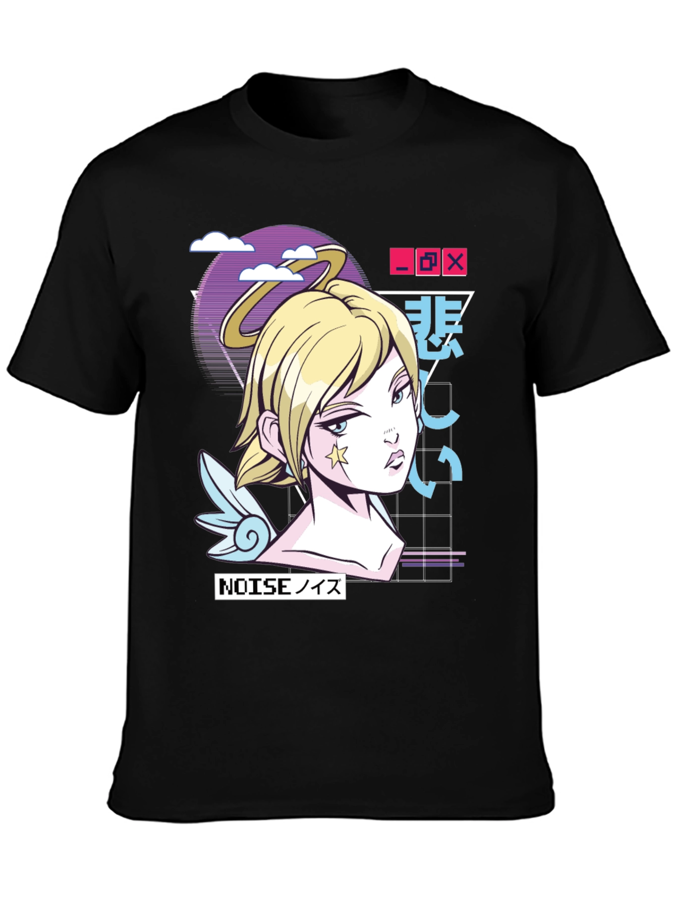 Anime Girl Graphic Print Black T-Shirt