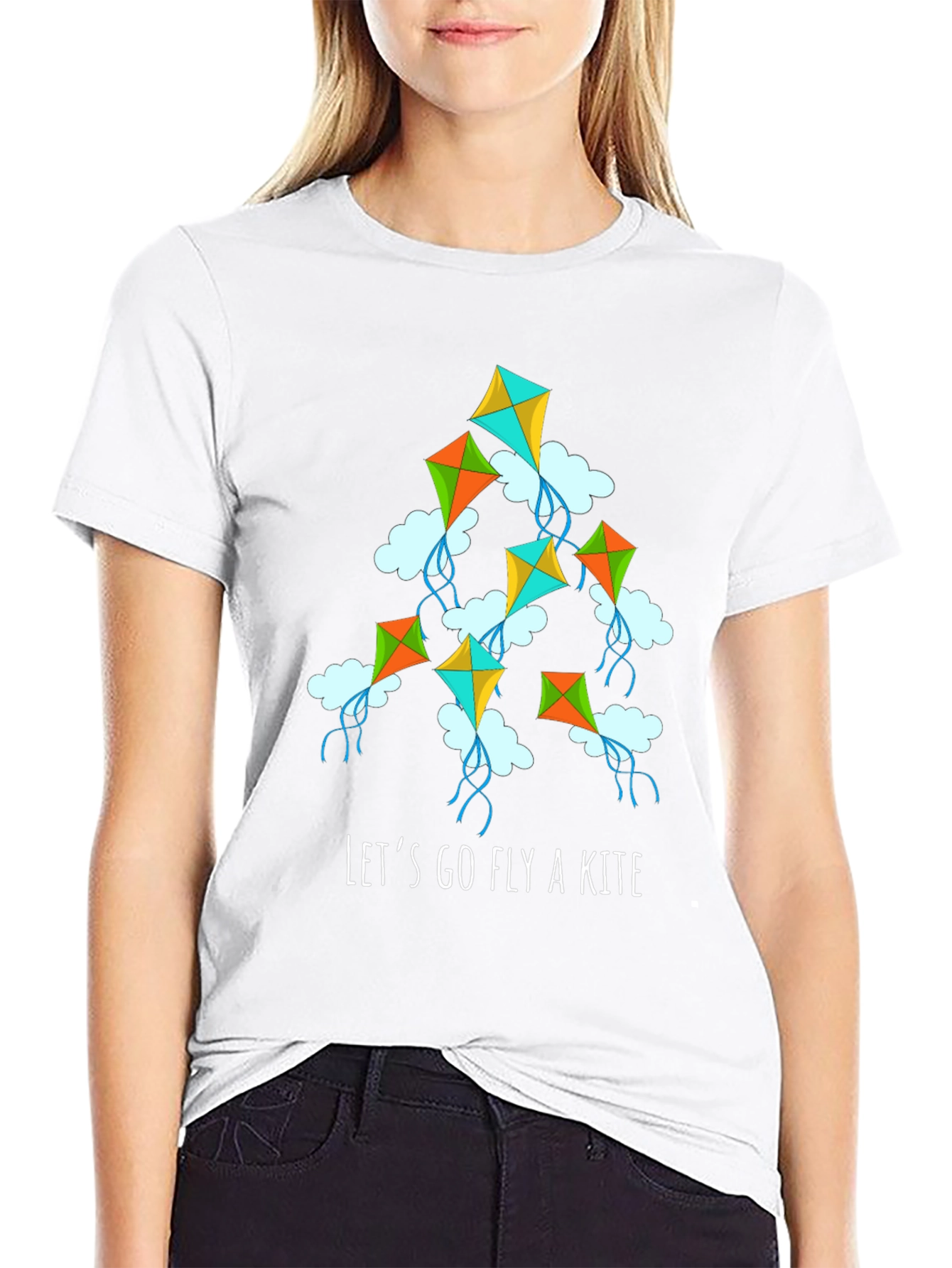 Lets Go Fly a Kite Graphic Tee - Black