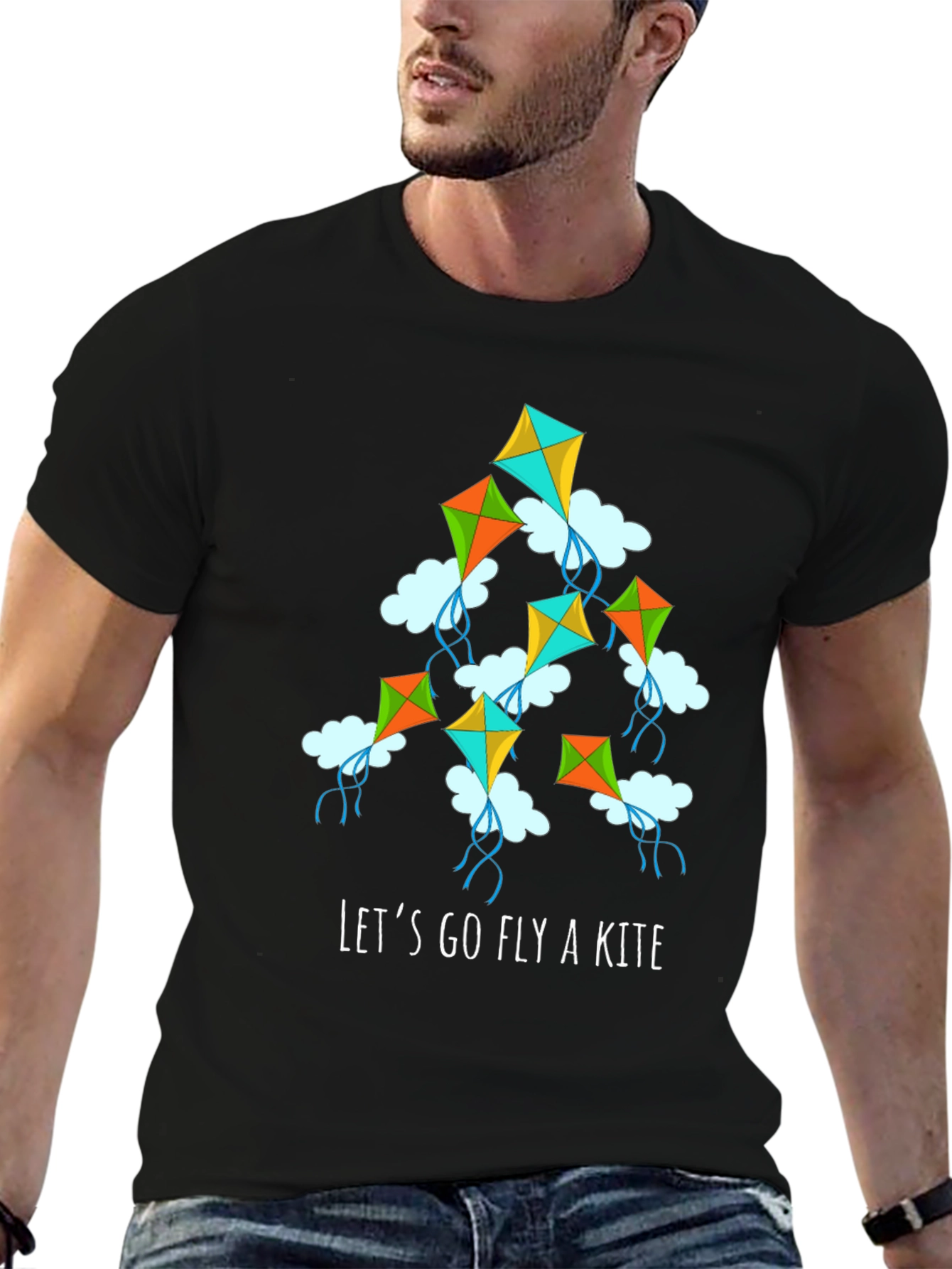 Lets Go Fly a Kite Graphic Tee - Black