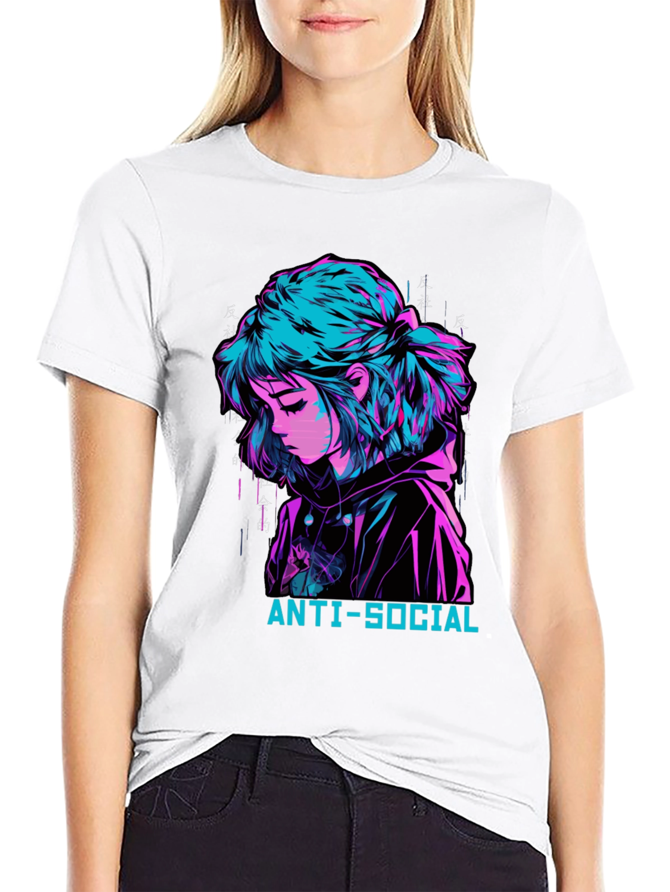 Anti-Social Anime Girl Graphic Tee