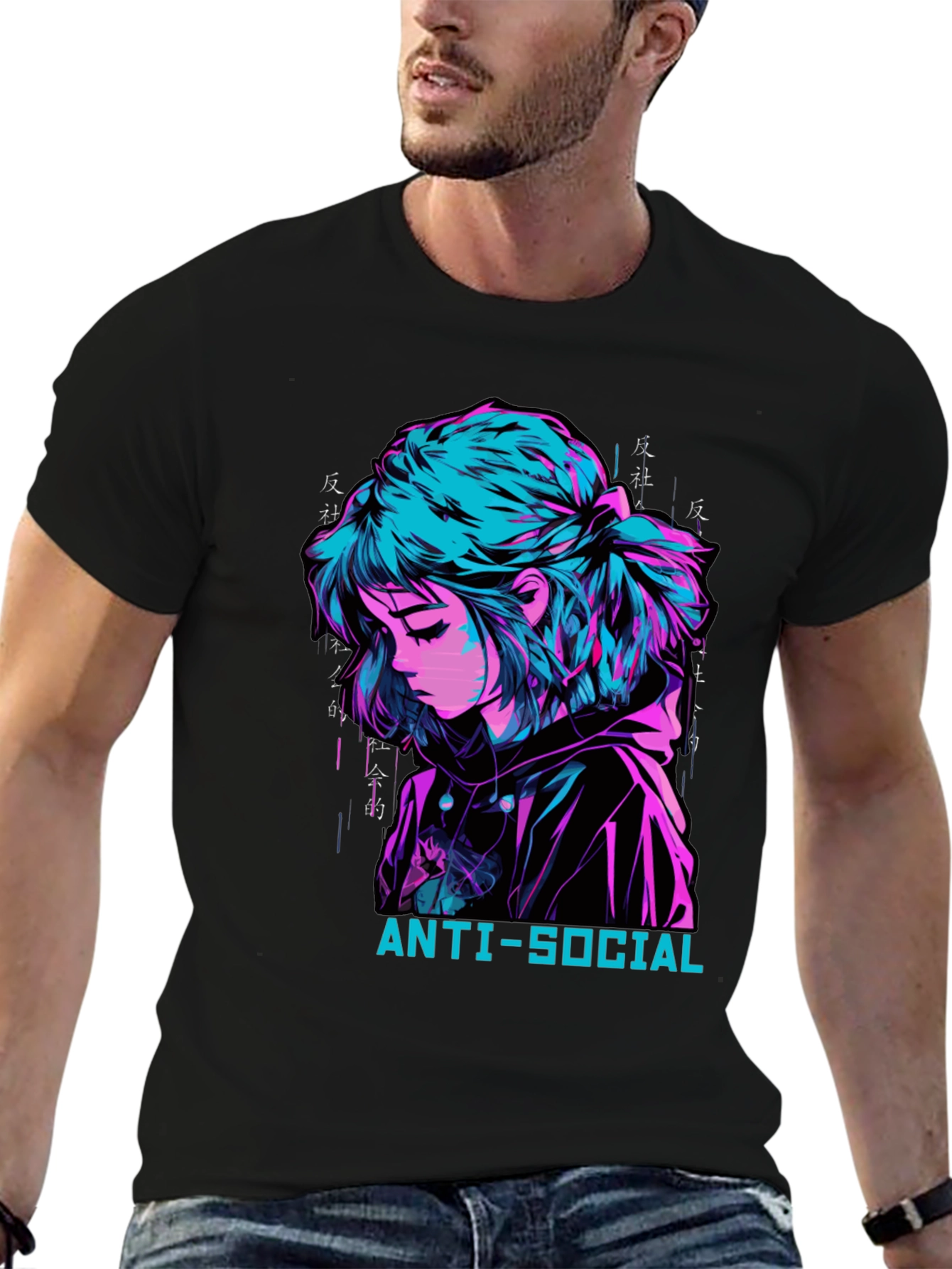 Anti-Social Anime Girl Graphic Tee