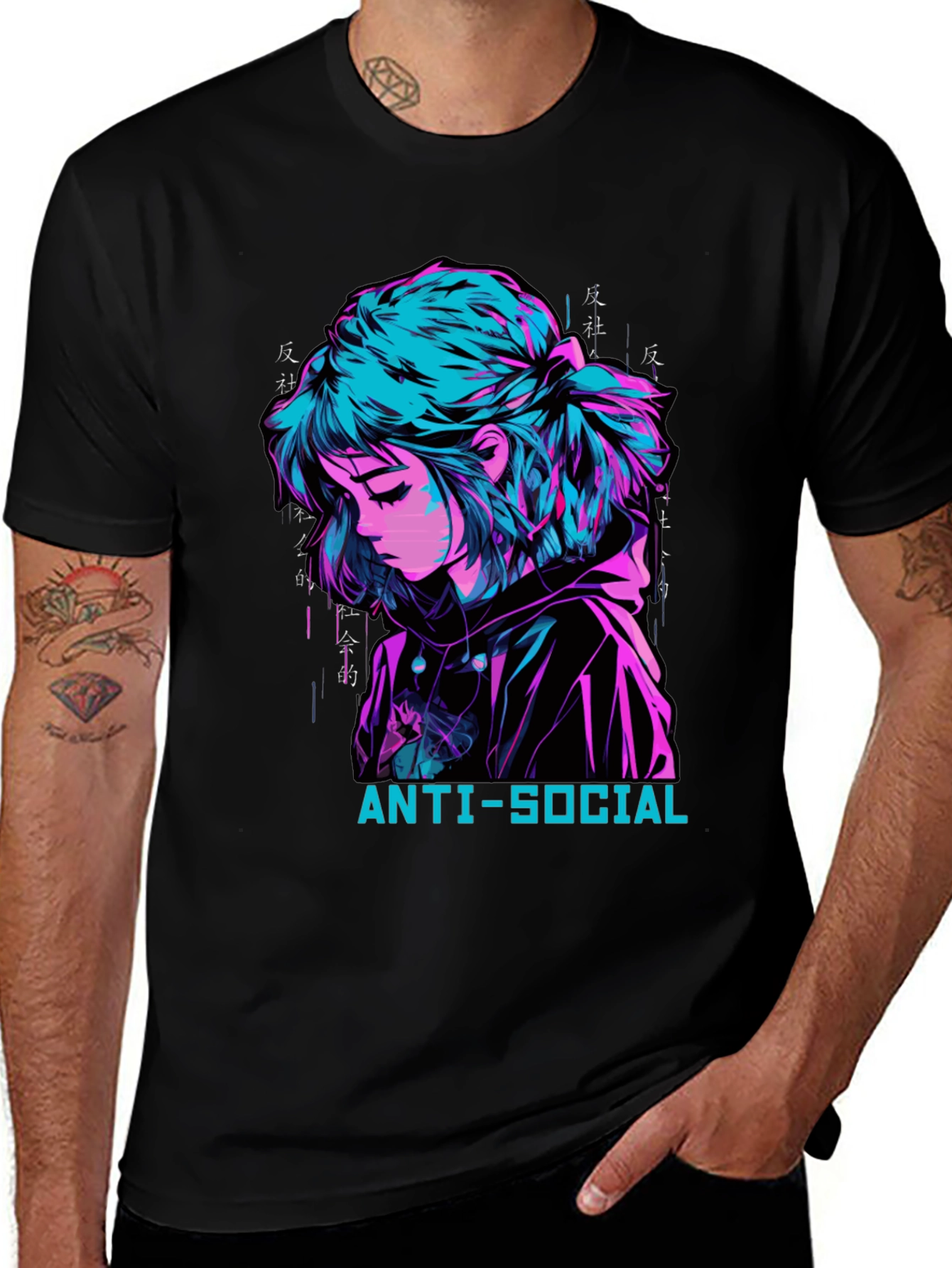 Anti-Social Anime Girl Graphic Tee