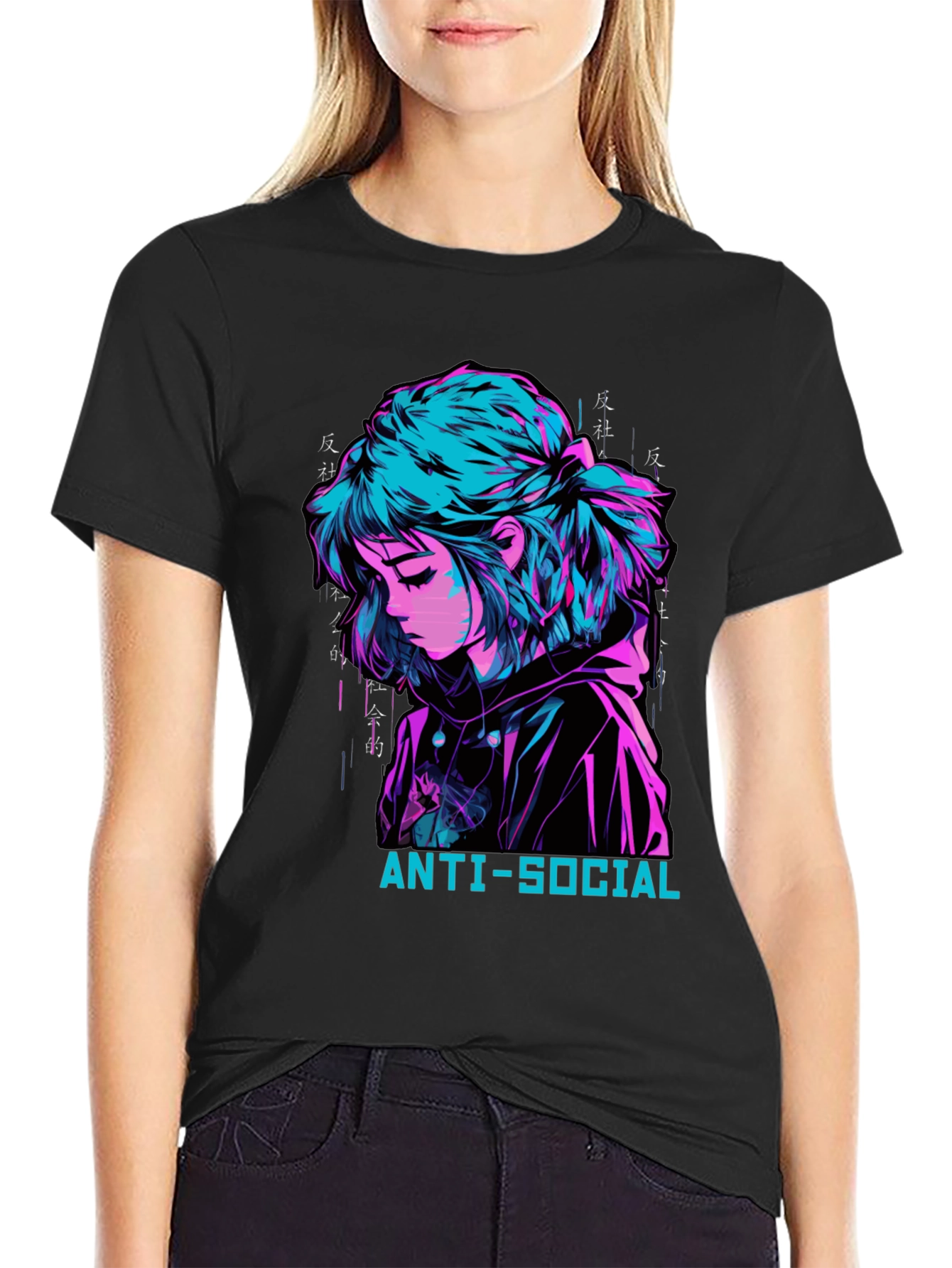 Anti-Social Anime Girl Graphic Tee