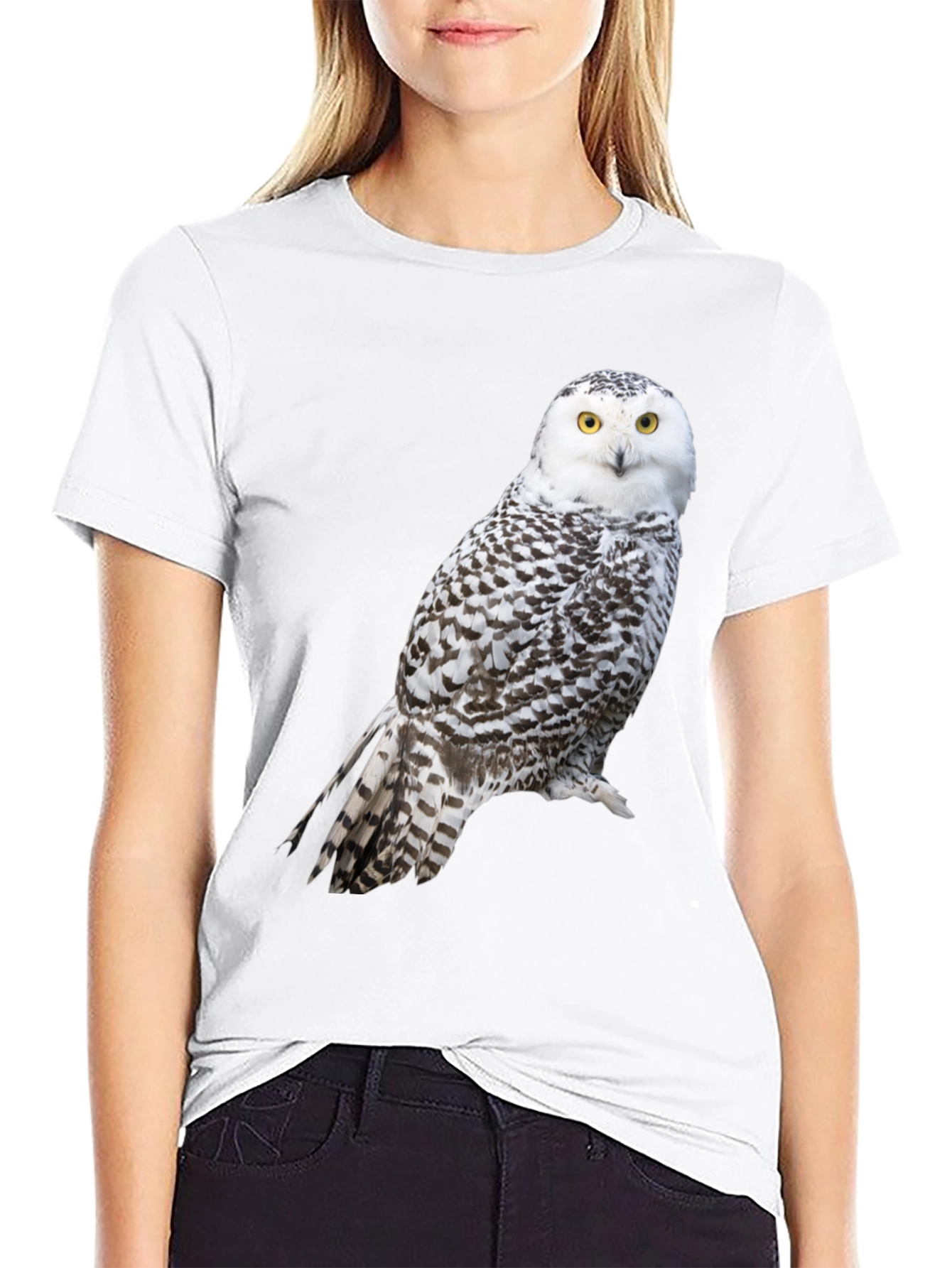 Snowy Owl Graphic Tee - Unisex Black T-Shirt