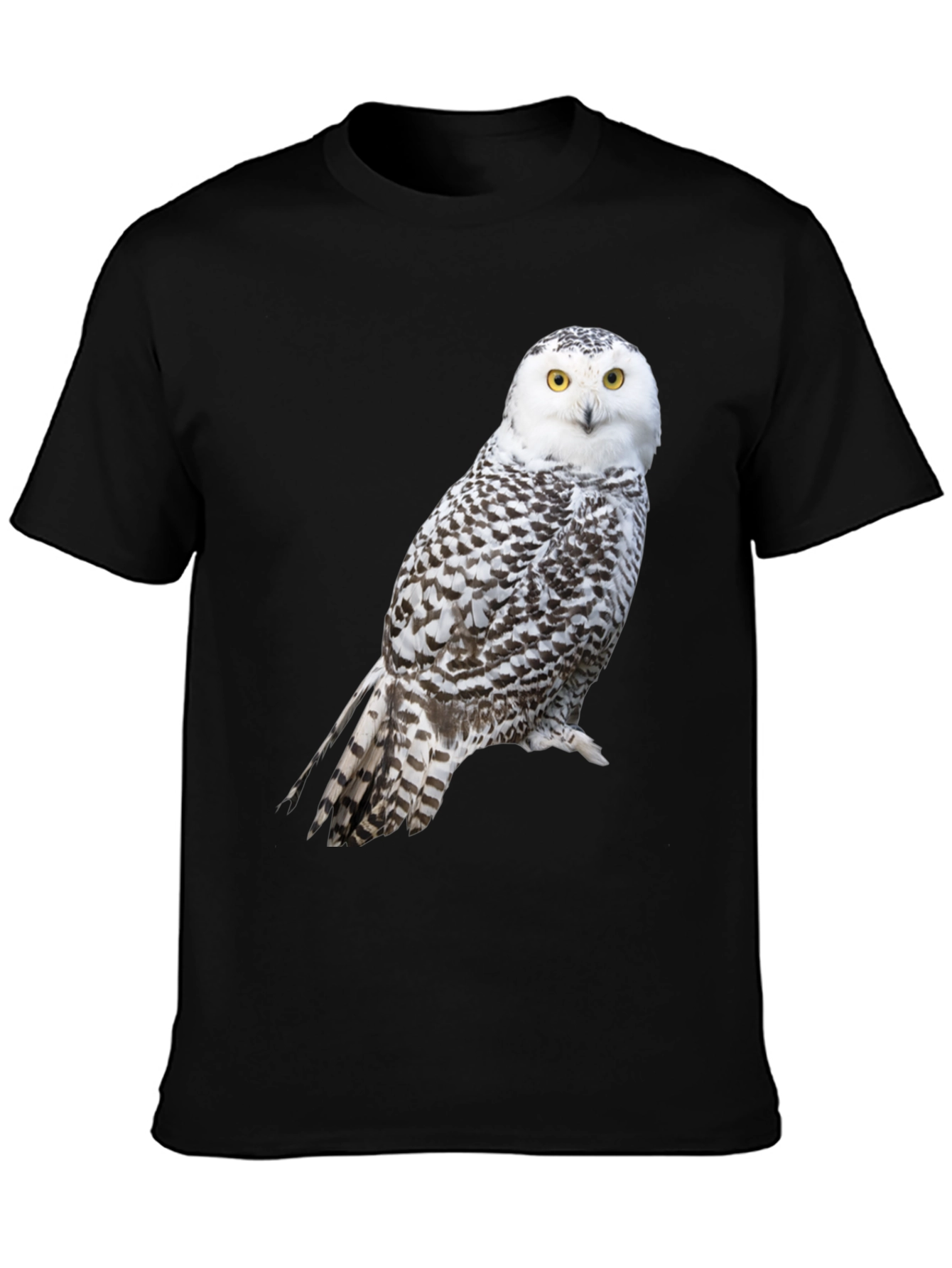 Snowy Owl Graphic Tee - Unisex Black T-Shirt