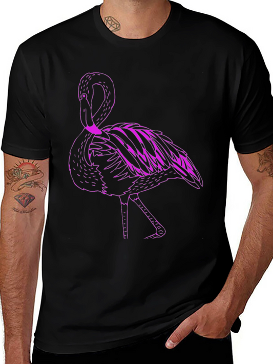 Black T-Shirt with Pink Flamingo Graphic