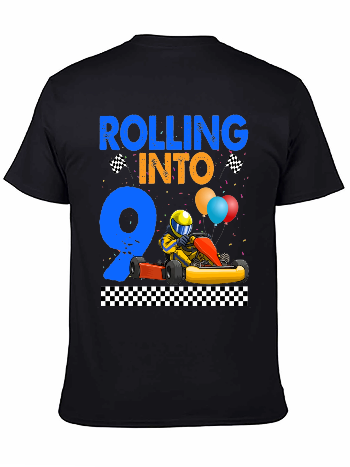 Rolling Into 9 Birthday T-Shirt Racing