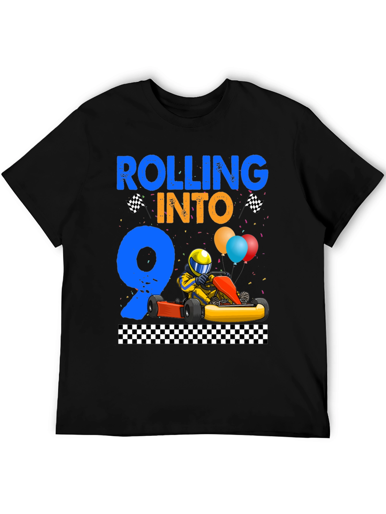 Rolling Into 9 Birthday T-Shirt Racing
