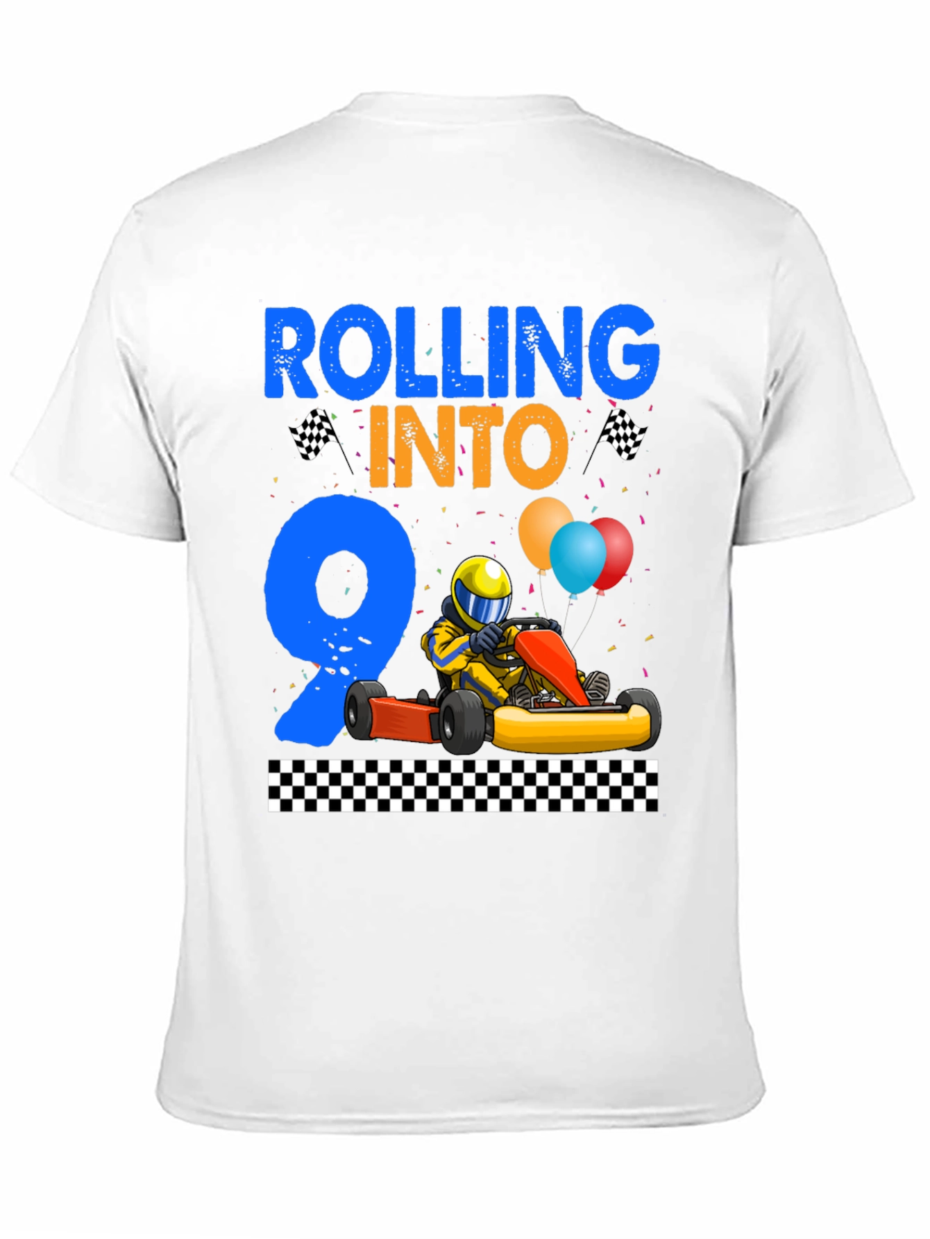 Rolling Into 9 Birthday T-Shirt Racing