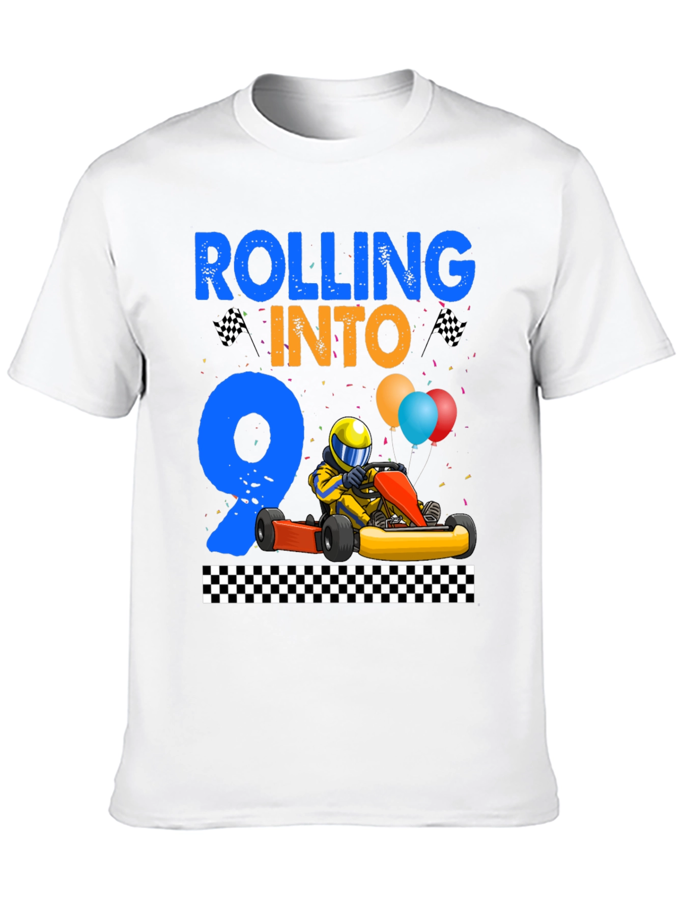 Rolling Into 9 Birthday T-Shirt Racing