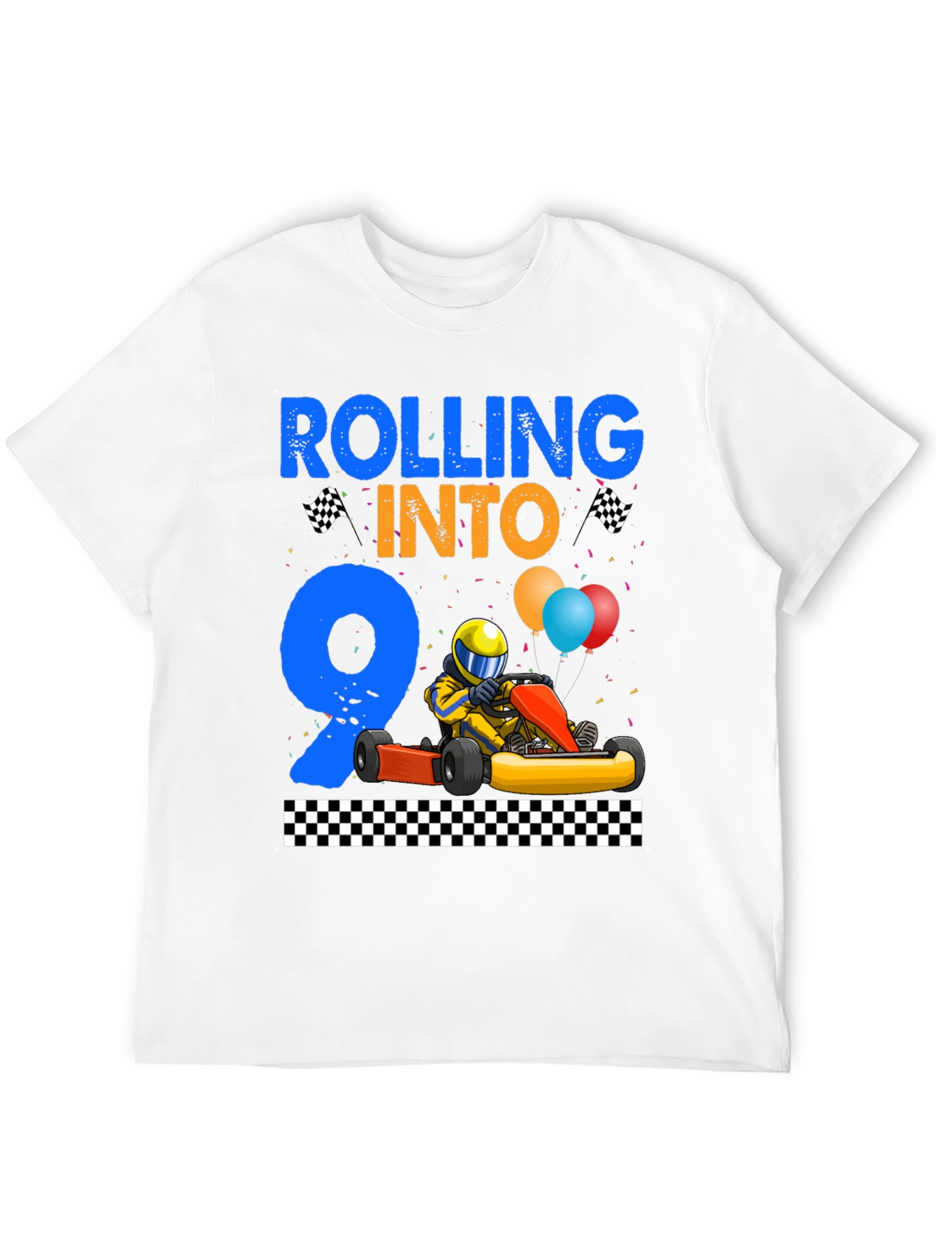 Rolling Into 9 Birthday T-Shirt Racing