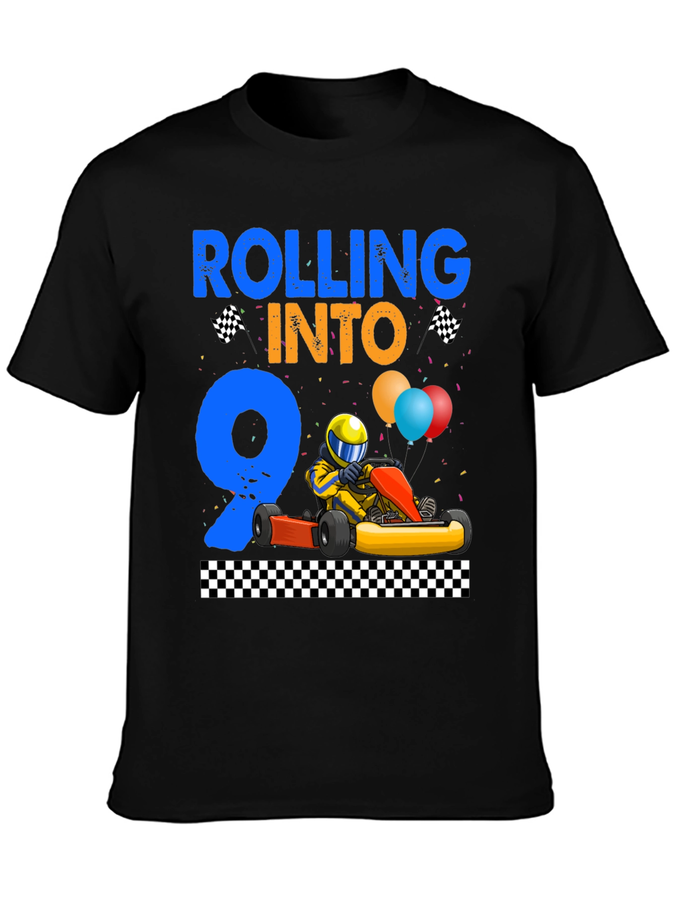 Rolling Into 9 Birthday T-Shirt Racing