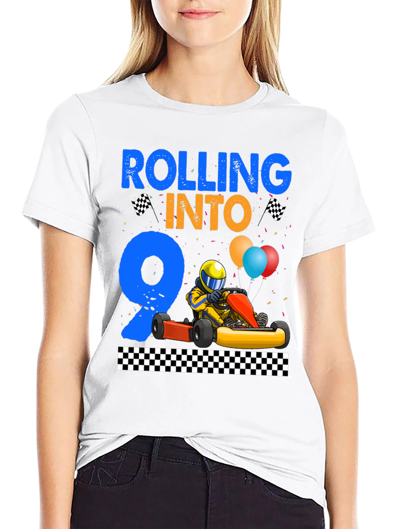 Rolling Into 9 Birthday T-Shirt Racing