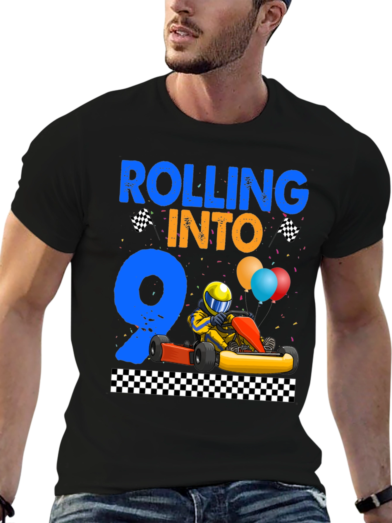 Rolling Into 9 Birthday T-Shirt Racing