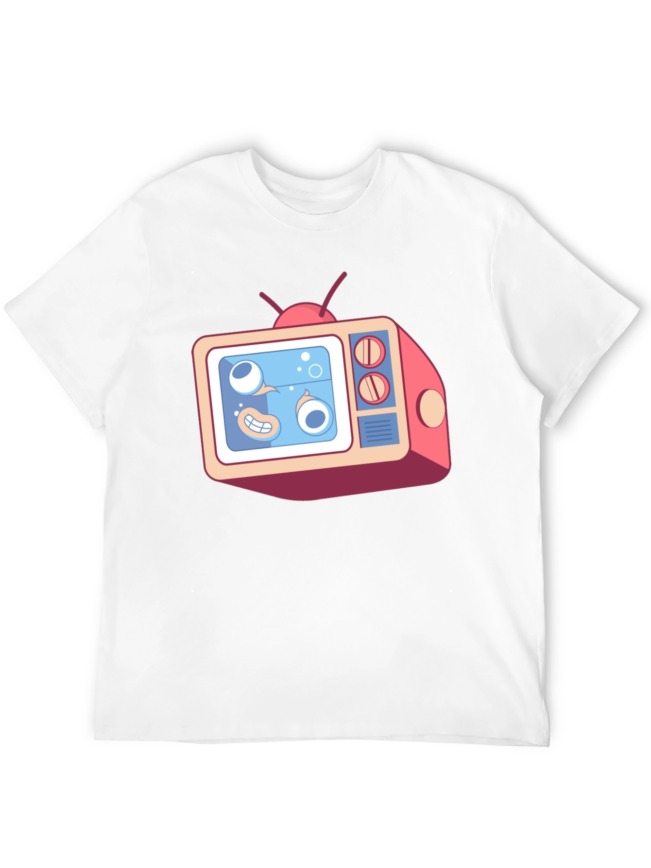 Cartoon TV Graphic Tee - Black Unisex T-Shirt