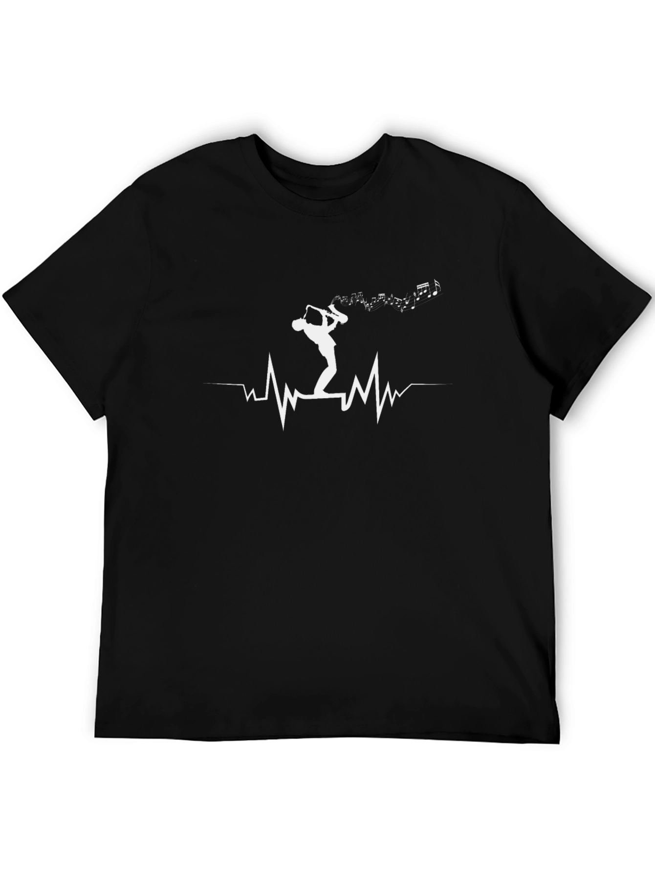 Saxophone Heartbeat Graphic Tee - Music Lover T-Shirt