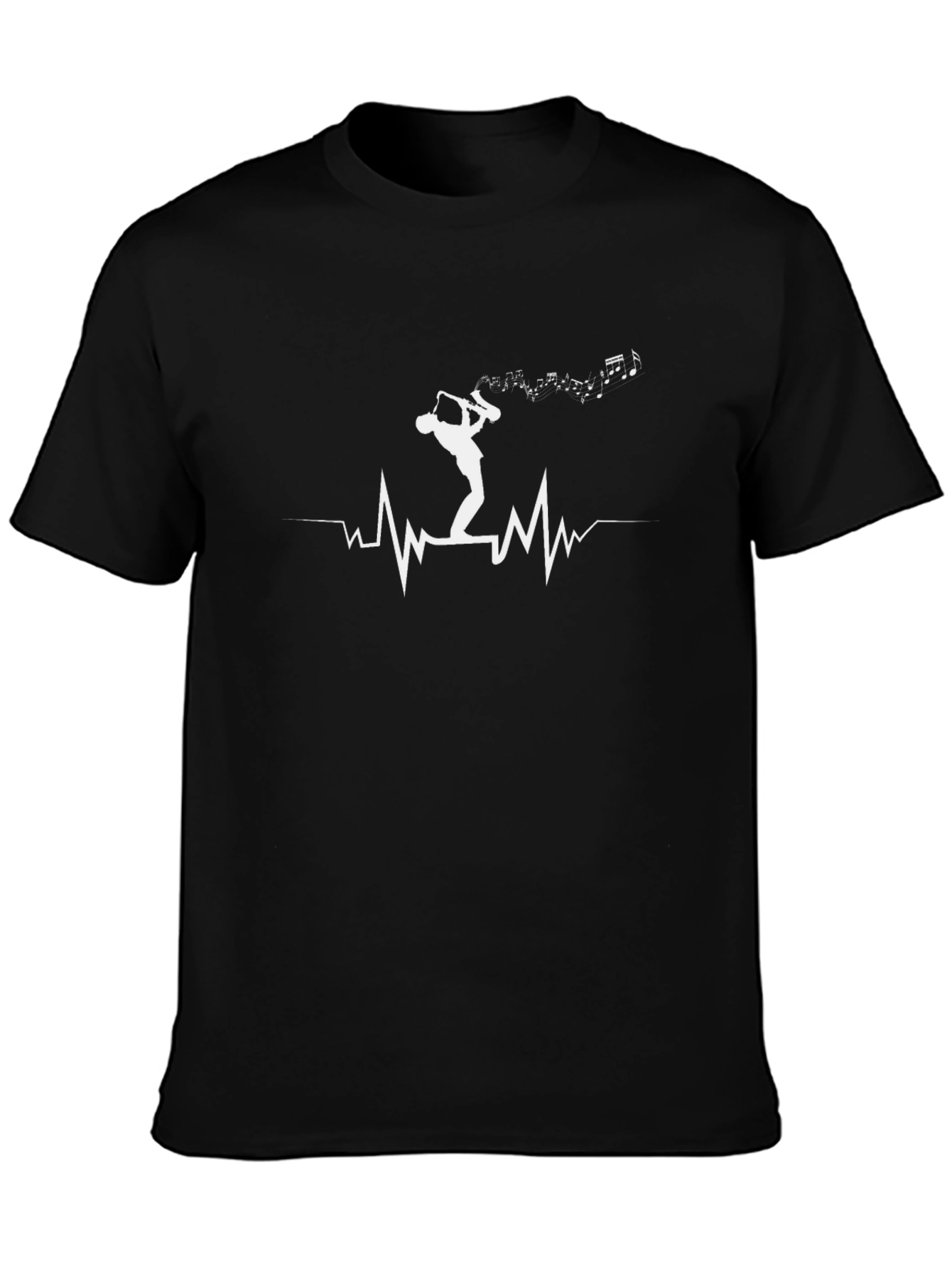Saxophone Heartbeat Graphic Tee - Music Lover T-Shirt