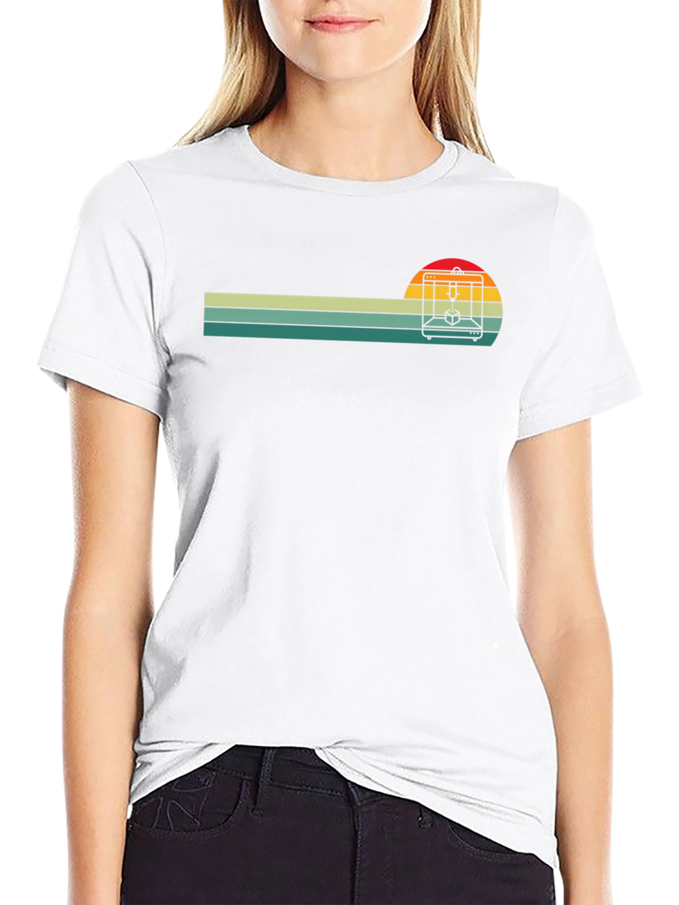 Retro 3D Printer Sunset T-Shirt - Maker Enthusiast Tee