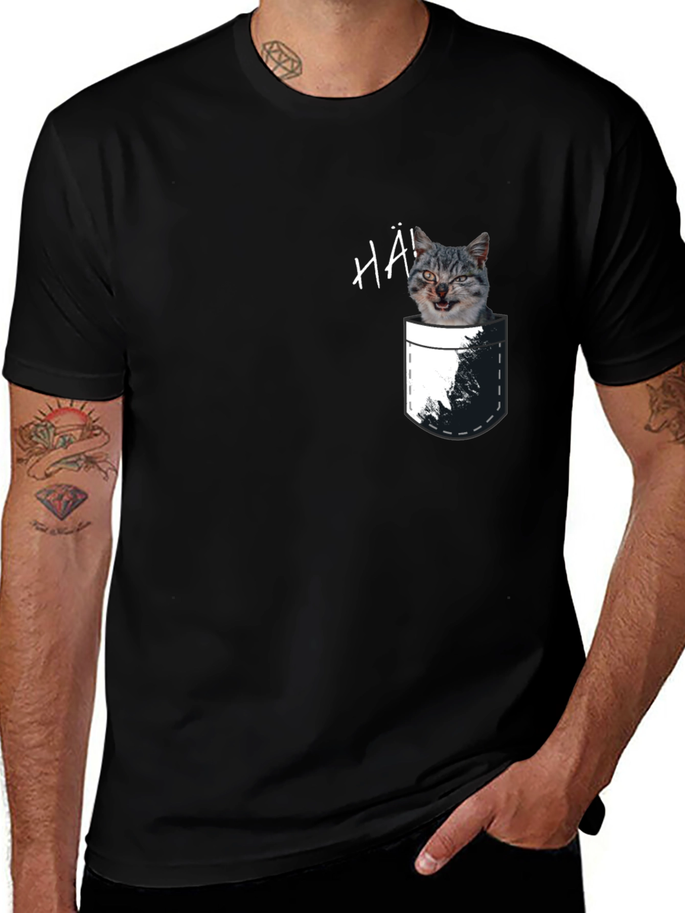 Cat Pocket T-Shirt - Funny Graphic Tee