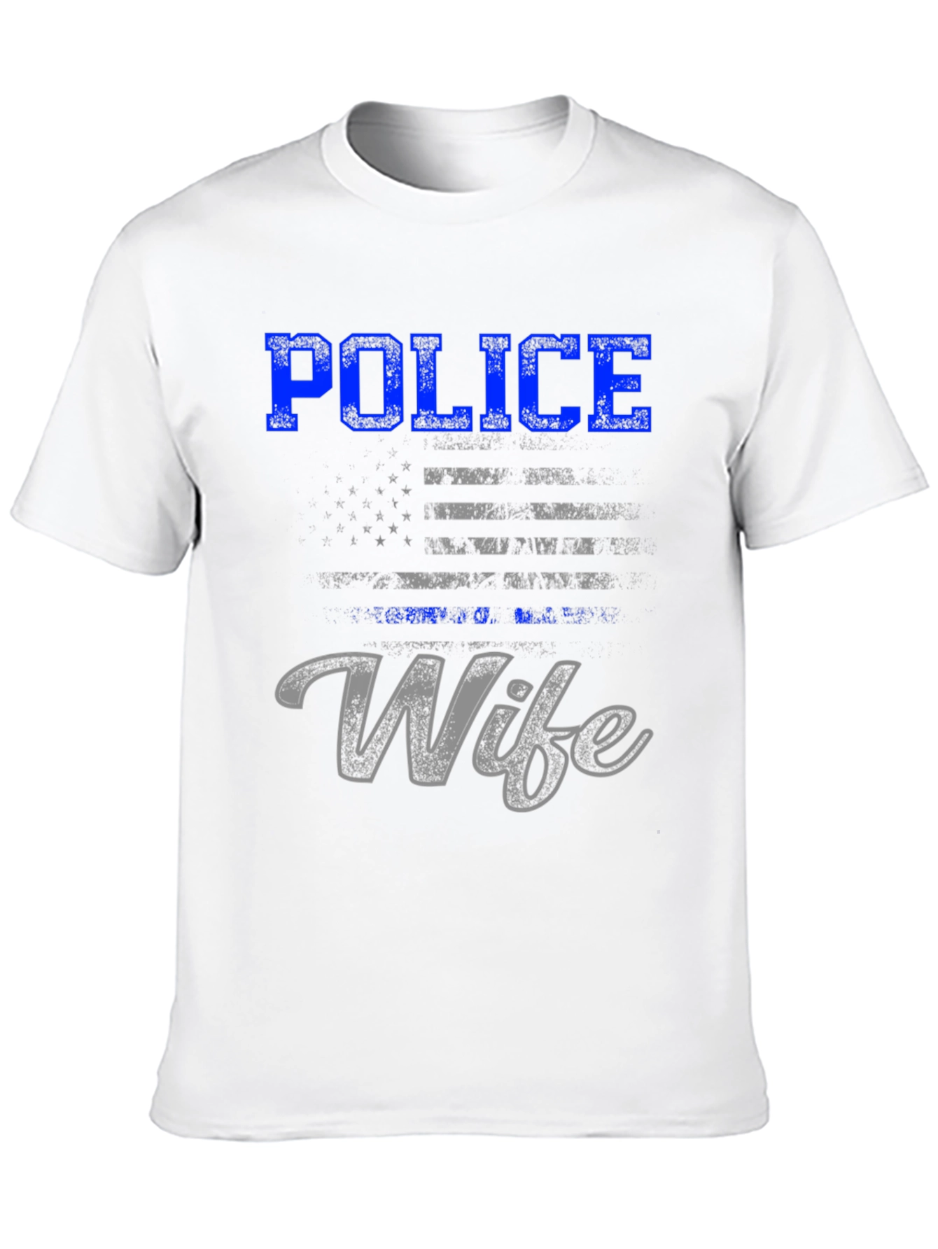 Police Wife T-Shirt - Thin Blue Line Flag