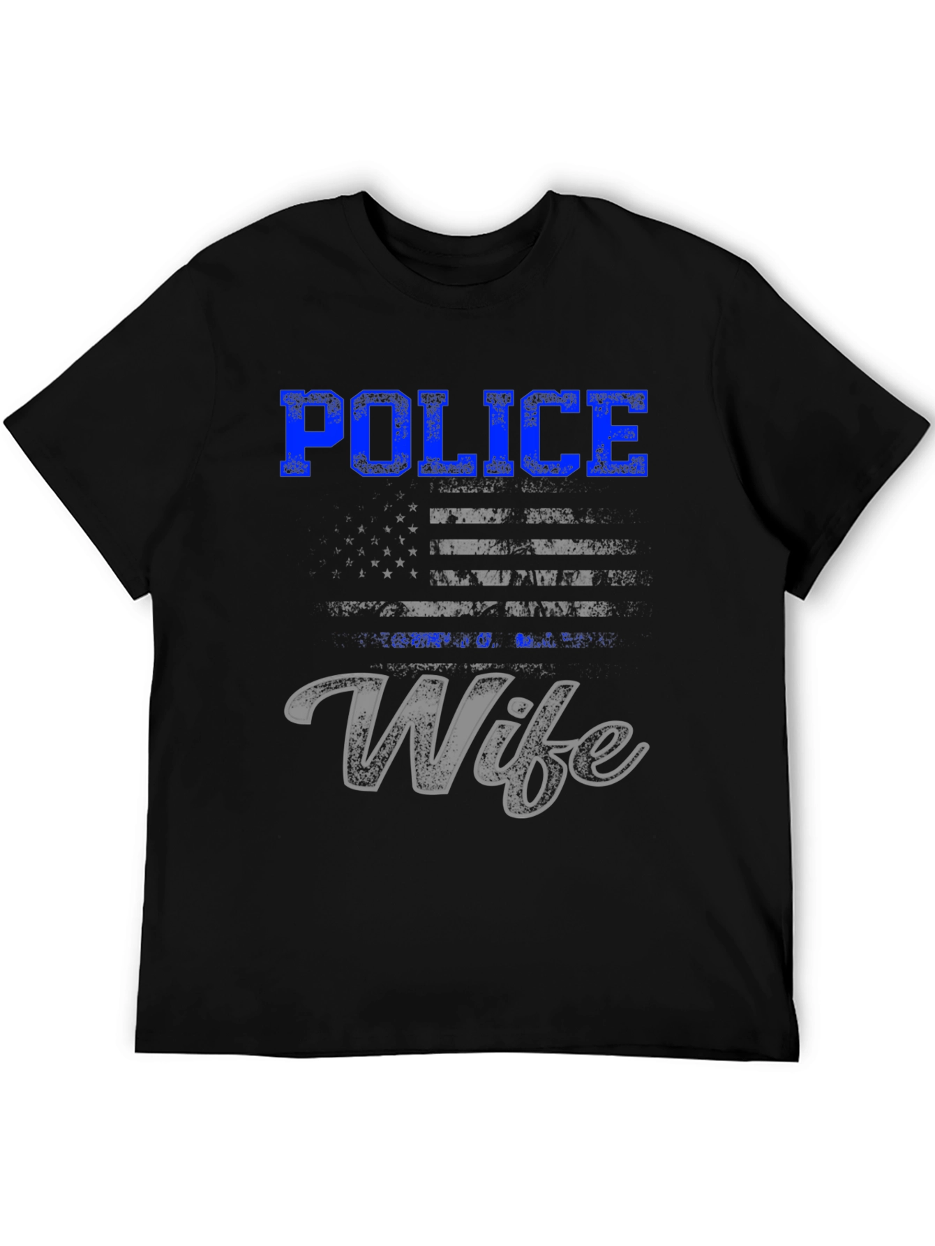 Police Wife T-Shirt - Thin Blue Line Flag
