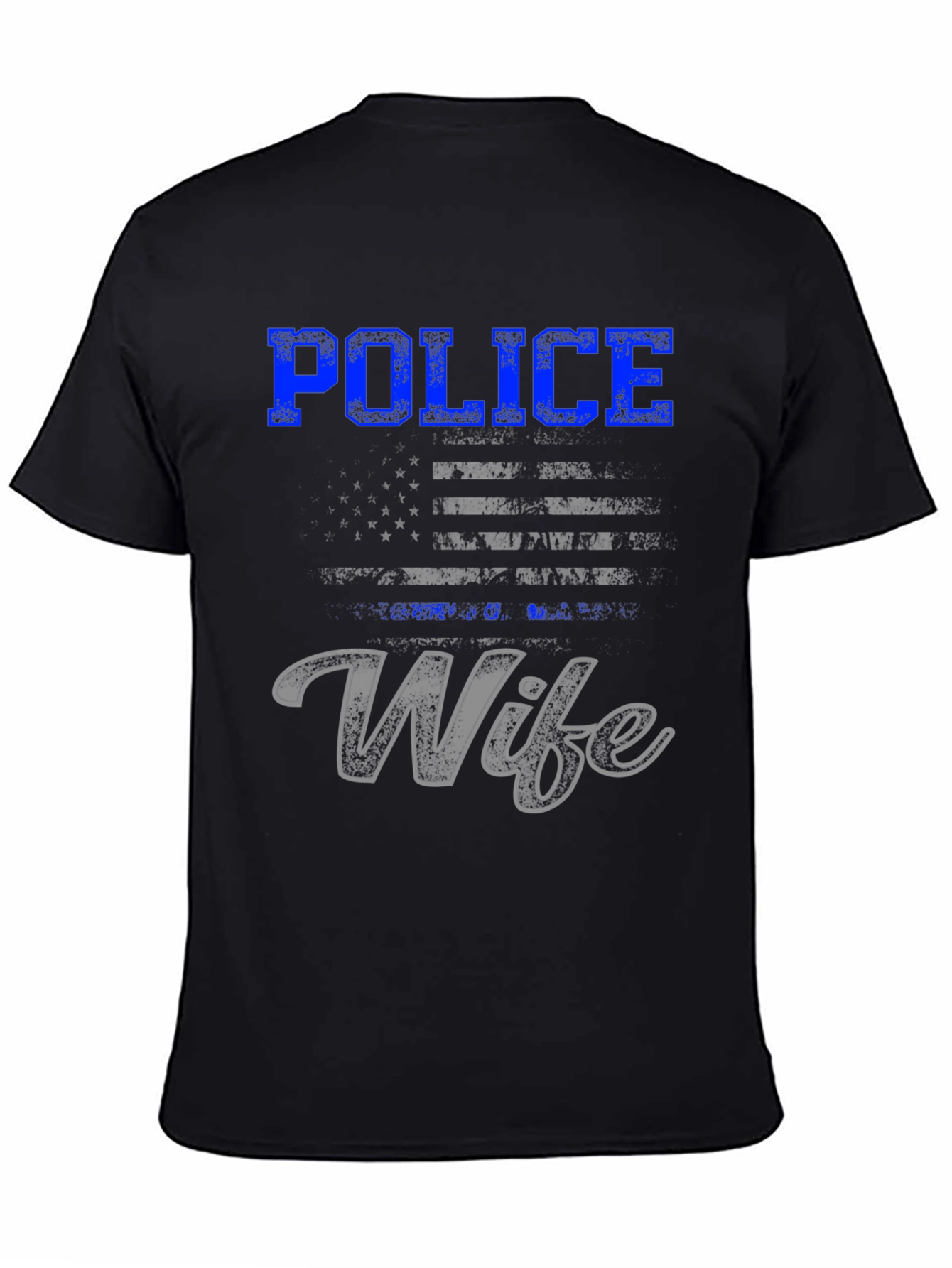 Police Wife T-Shirt - Thin Blue Line Flag